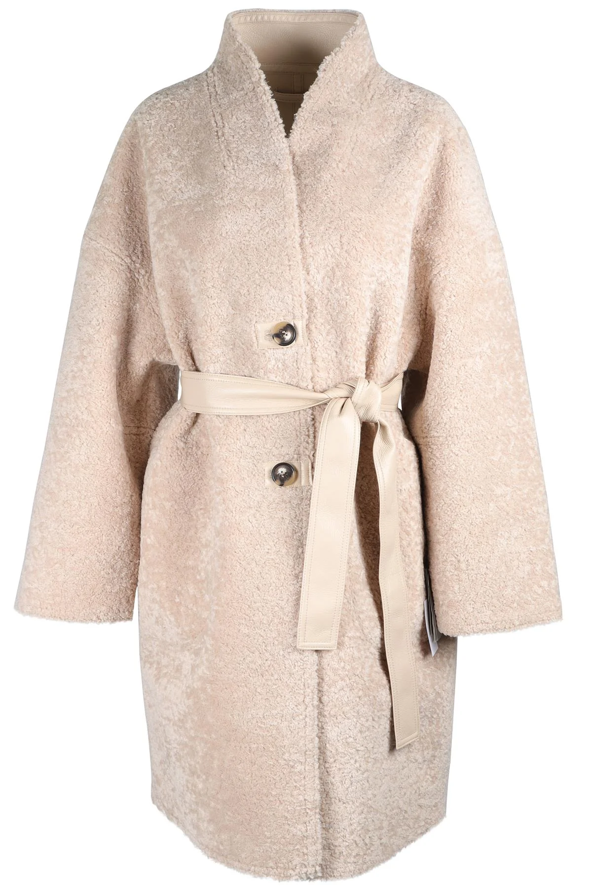 VANESSA BRUNO BEIGE FAUX SHEARLING COAT LARGE