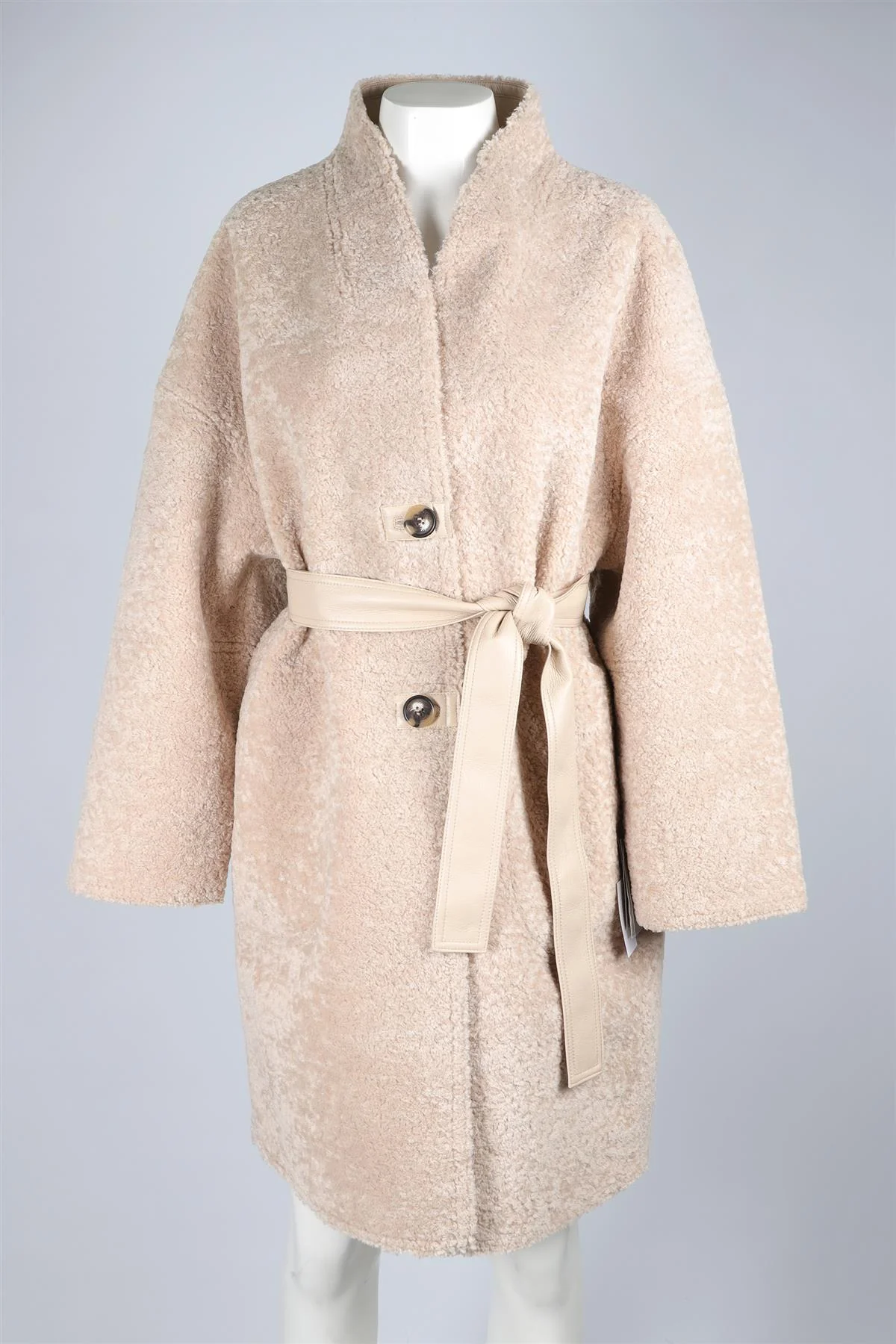 VANESSA BRUNO BEIGE FAUX SHEARLING COAT LARGE - Image 2