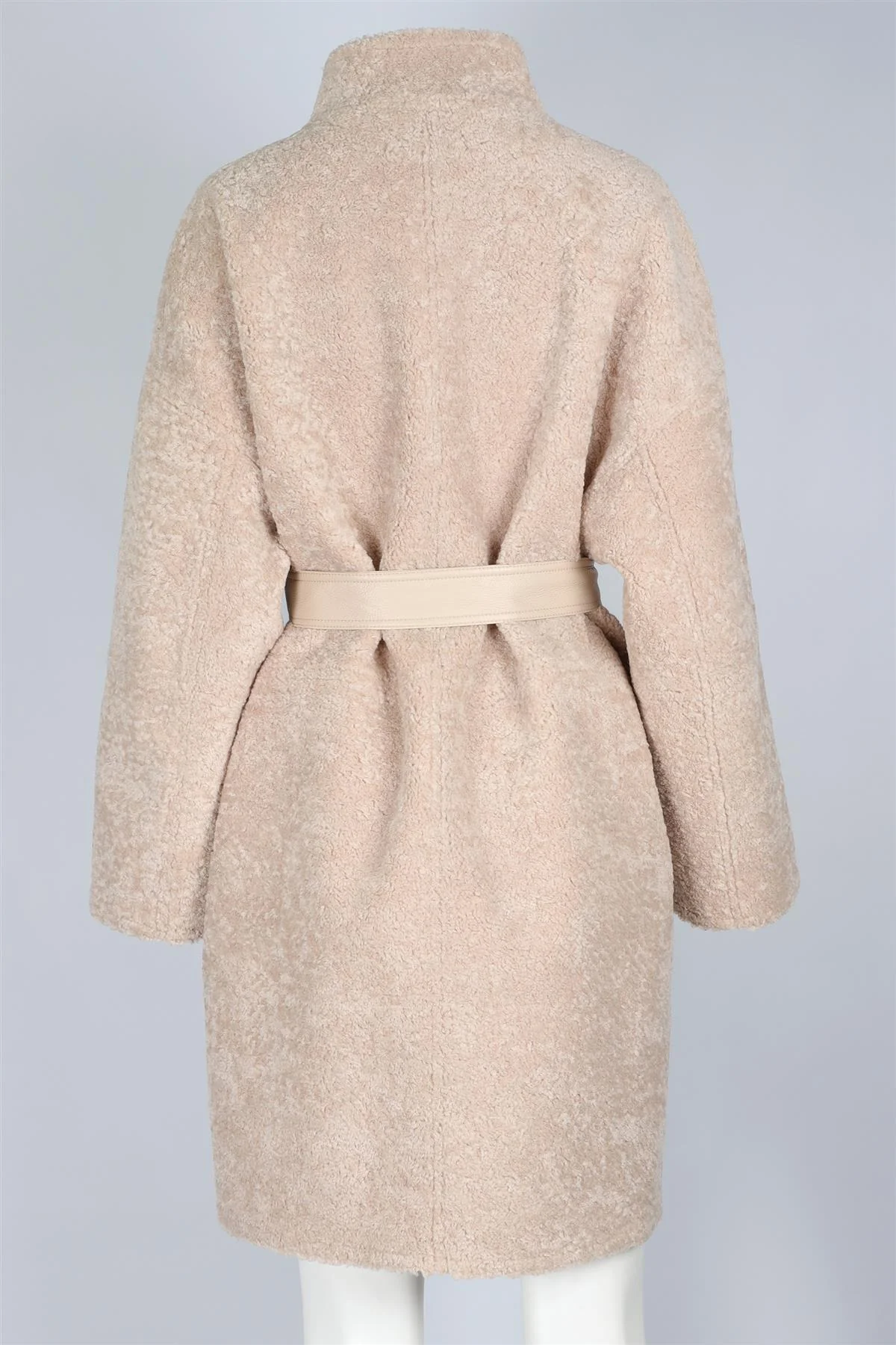 VANESSA BRUNO BEIGE FAUX SHEARLING COAT LARGE - Image 4