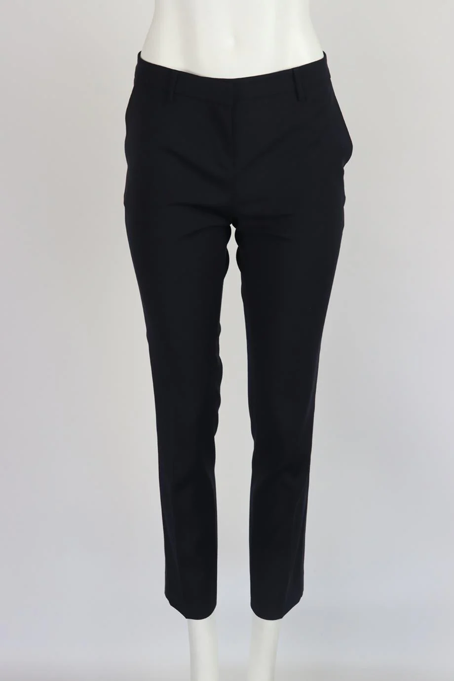 VANESSA BRUNO SATIN TRIMMED WOOL BLEND STRAIGHT LEG PANTS FR 36 UK 8 - Image 2