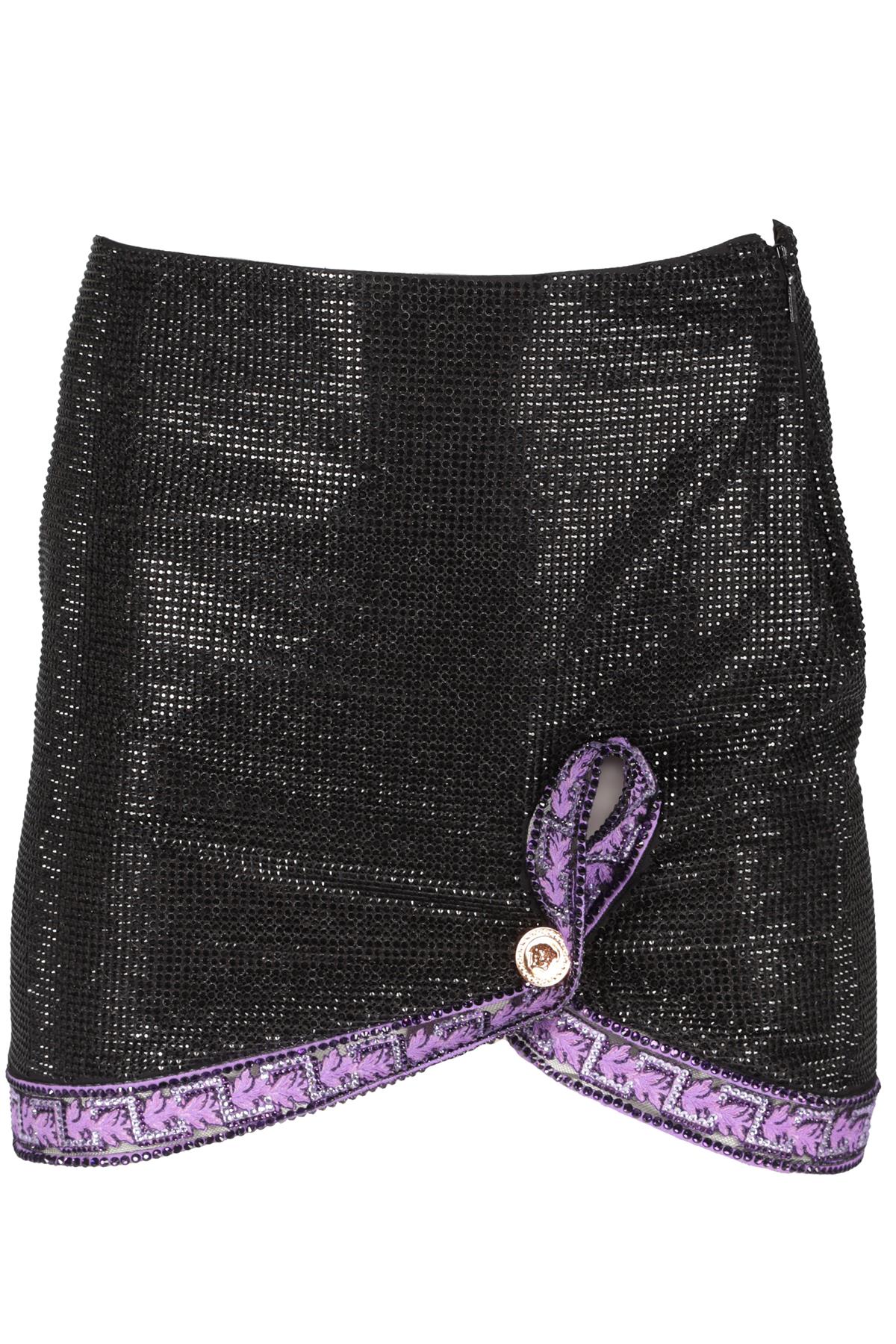 VERSACE BLACK CRYSTAL MINI SKIRT IT 36 UK 4