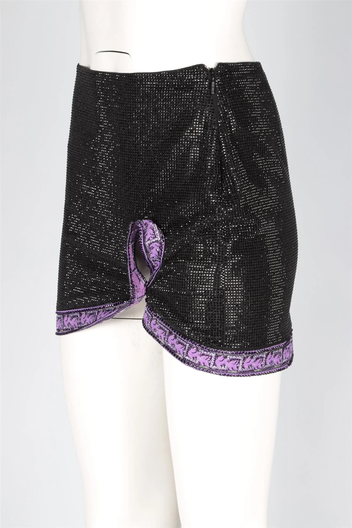 VERSACE BLACK CRYSTAL MINI SKIRT IT 36 UK 4 - Image 3