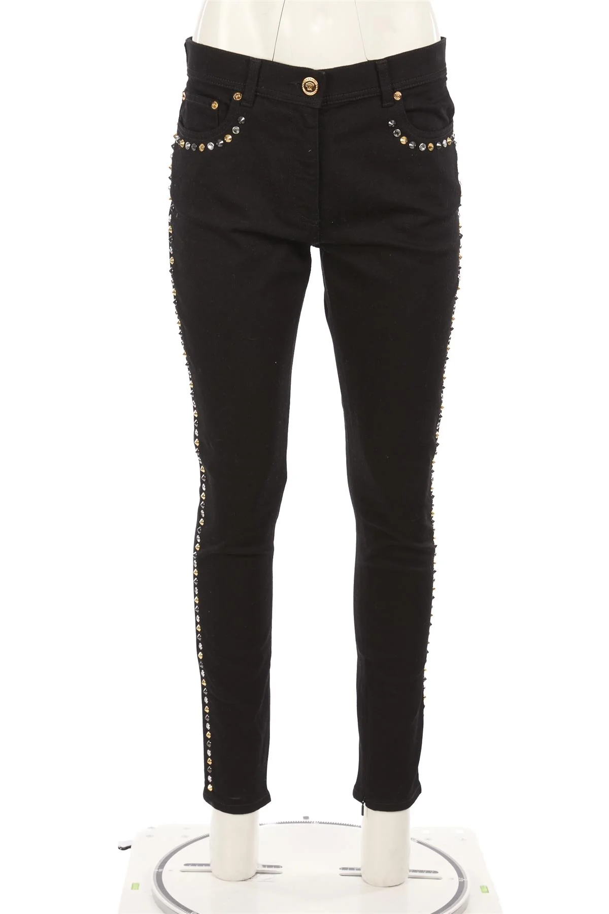 VERSACE BLACK HIGH RISE SKINNY JEANS W30 UK 12 - Image 2