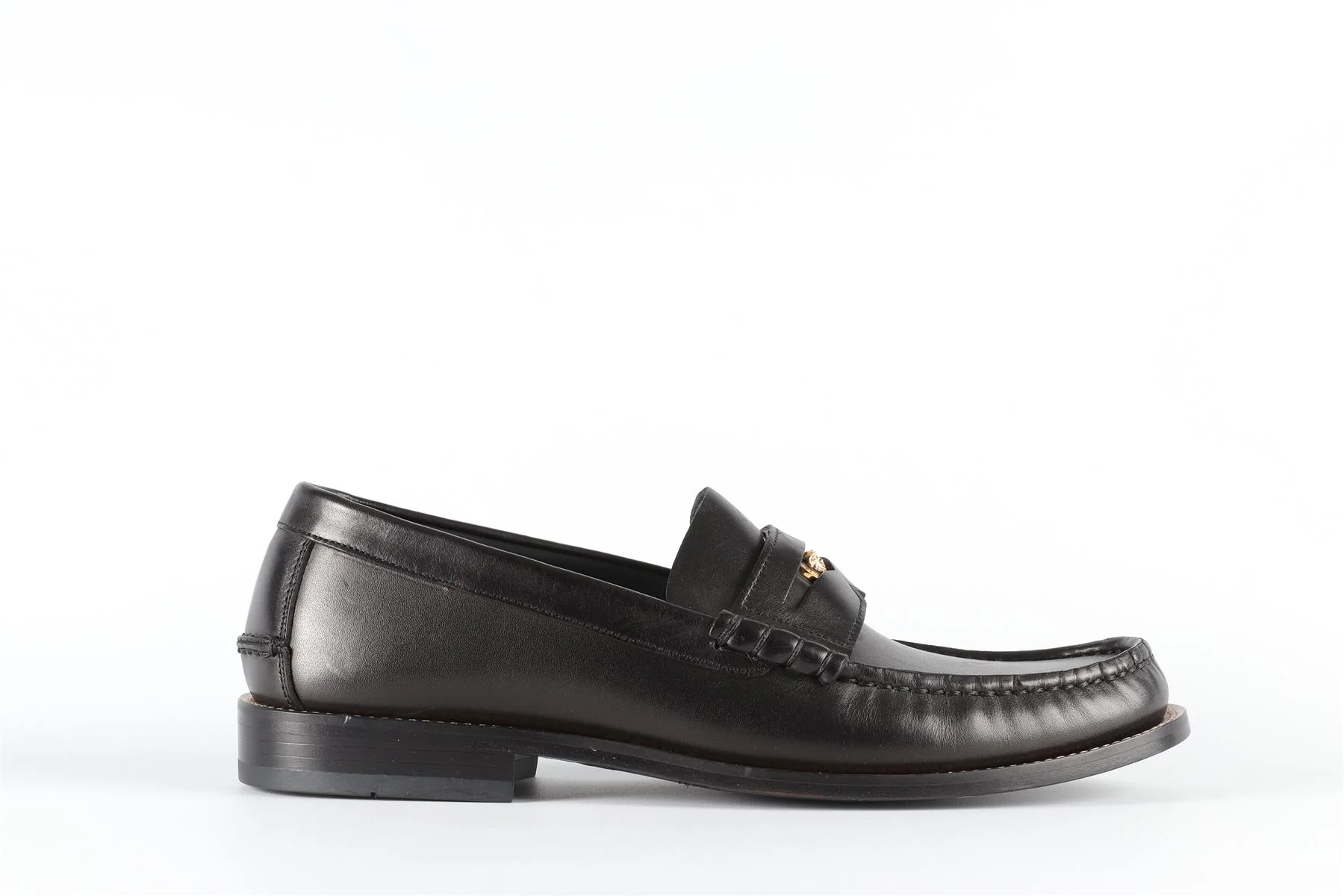 VERSACE BLACK MEN'S MEDUSA LEATHER LOAFERS EU 41 UK 7 US 8 - Image 2