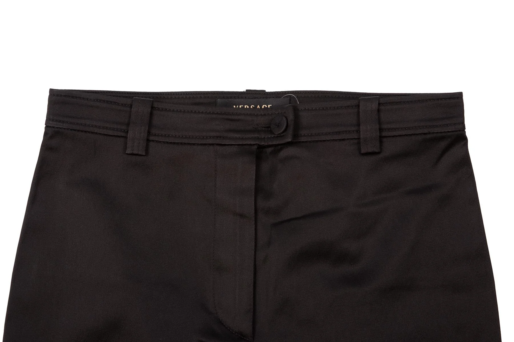 VERSACE BLACK VINTAGE SATIN SKINNY PANTS IT 38 UK 6 - Image 3