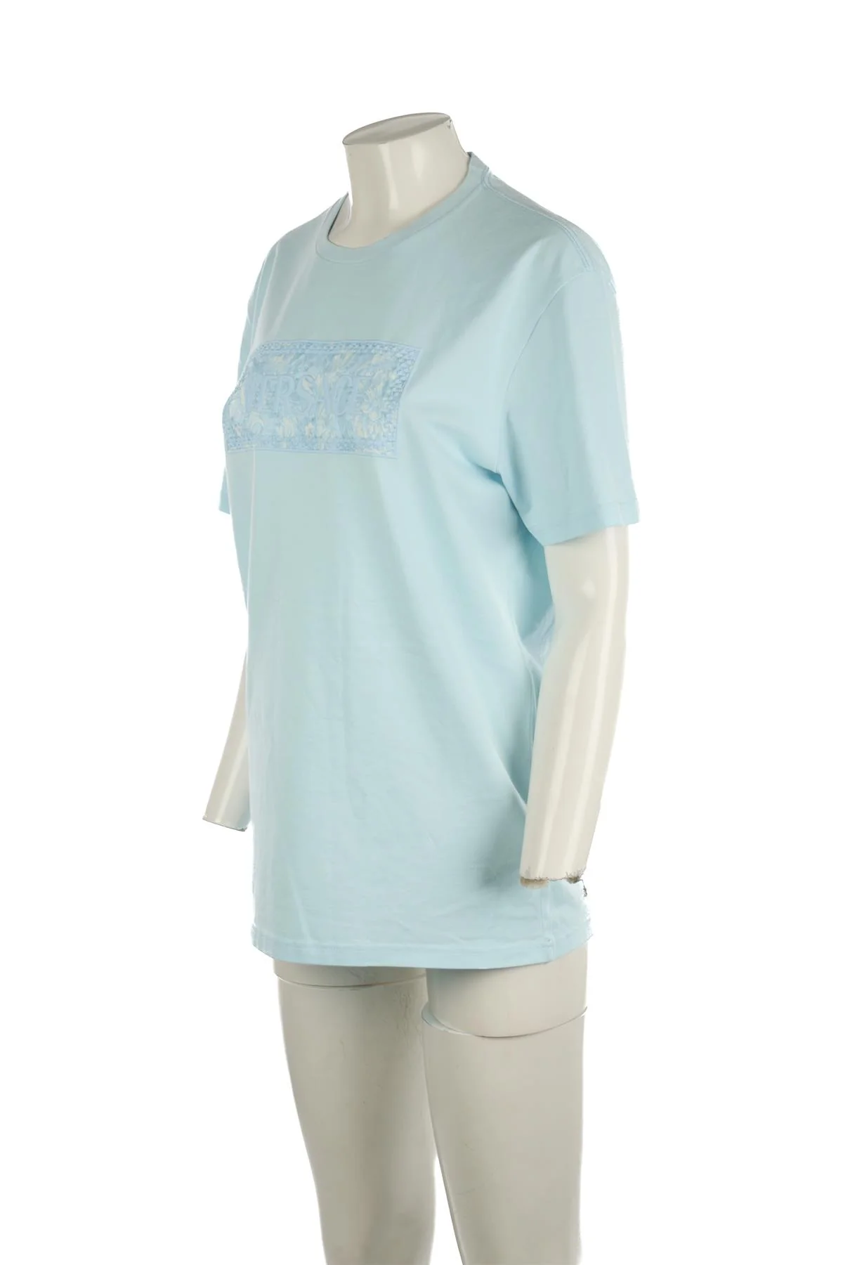 VERSACE BLUE COTTON T-SHIRT IT 40 UK 8 - Image 3
