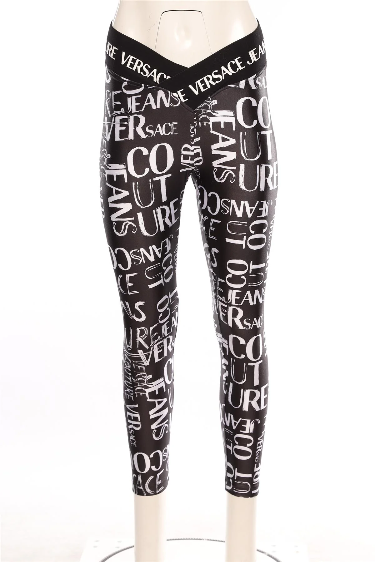 VERSACE JEANS COUTURE BLACK LEGGINGS IT 42 UK 10 - Image 2