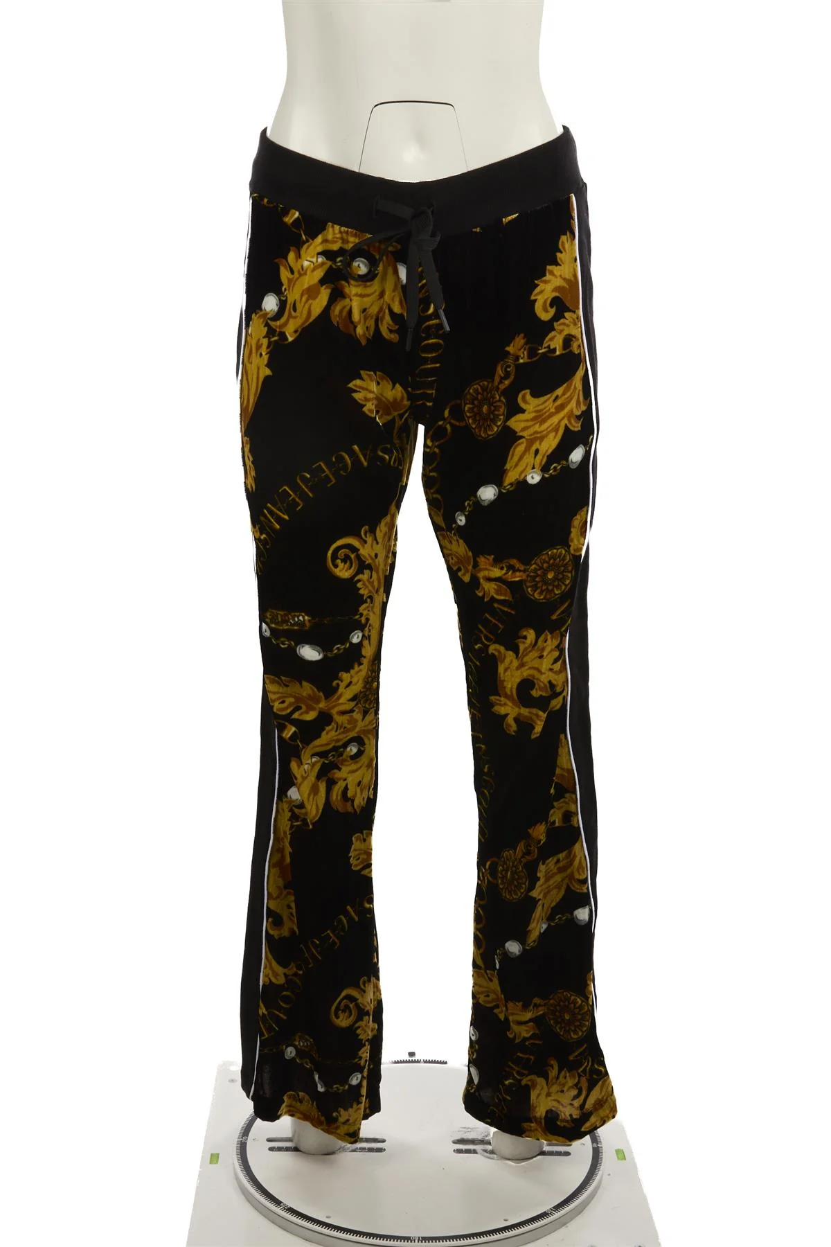 VERSACE JEANS COUTURE BLACK VELVET STRAIGHT LEG PANTS MEDIUM - Image 2