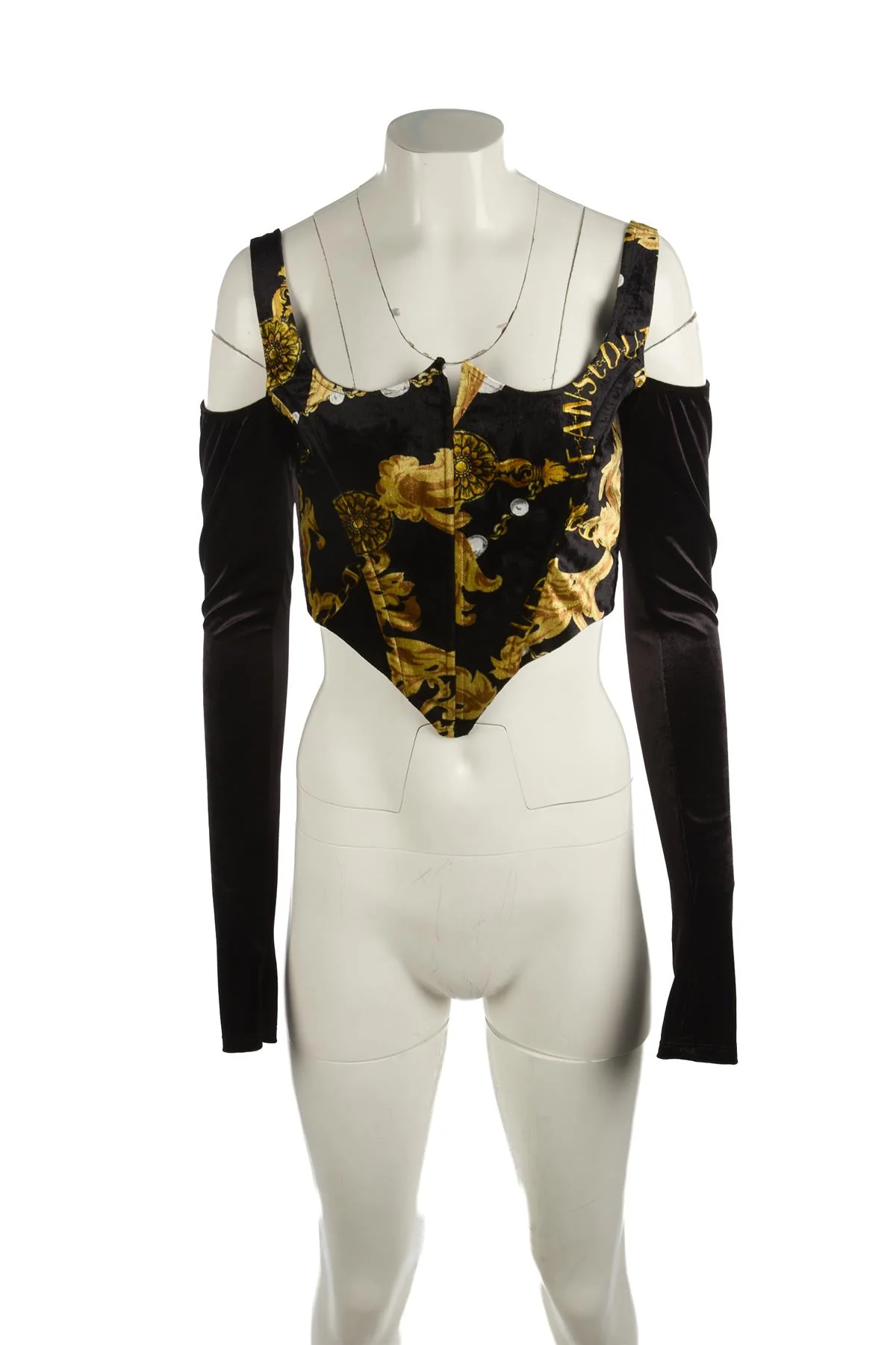 VERSACE JEANS COUTURE BLACK VELVET TOP IT 42 UK 10 - Image 2