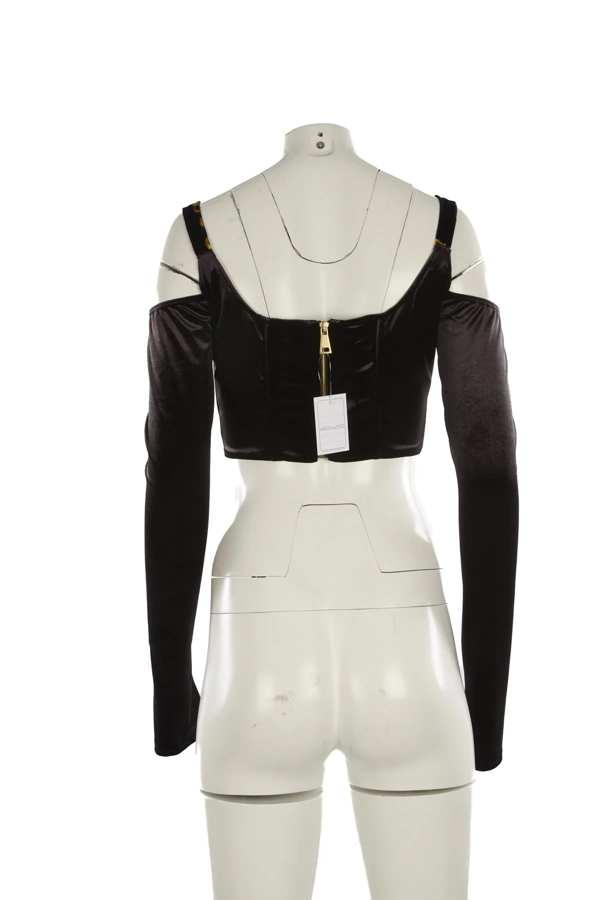VERSACE JEANS COUTURE BLACK VELVET TOP IT 42 UK 10 - Image 4