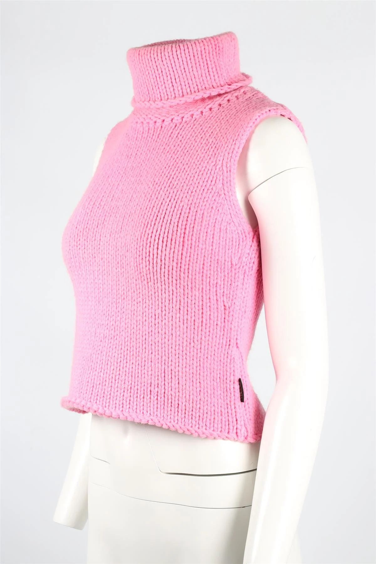 VERSACE JEANS COUTURE PINK VINTAGE WOOL BLEND TURTLENECK TOP MEDIUM - Image 3