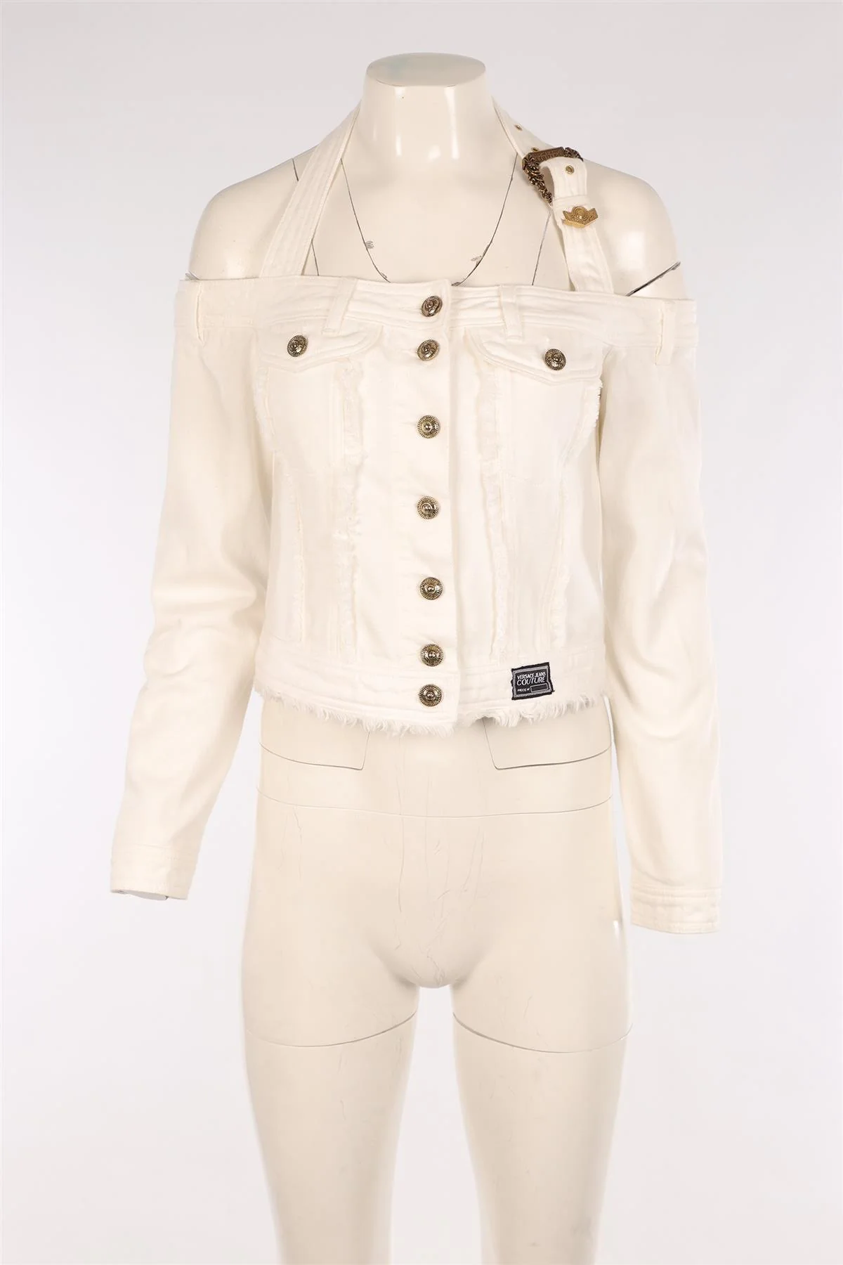 VERSACE JEANS COUTURE WHITE DENIM JACKET IT 42 UK 10 - Image 2