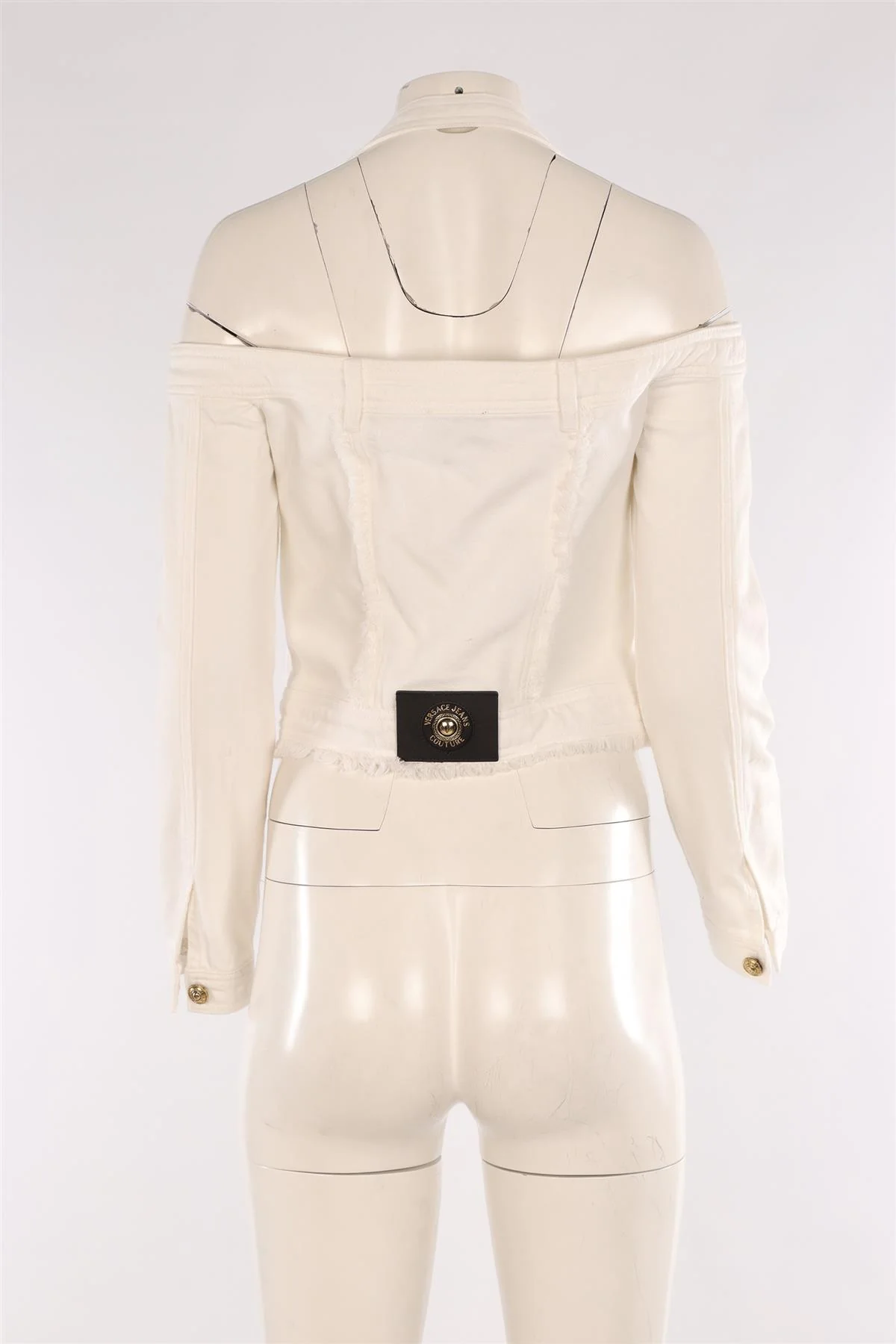 VERSACE JEANS COUTURE WHITE DENIM JACKET IT 42 UK 10 - Image 4
