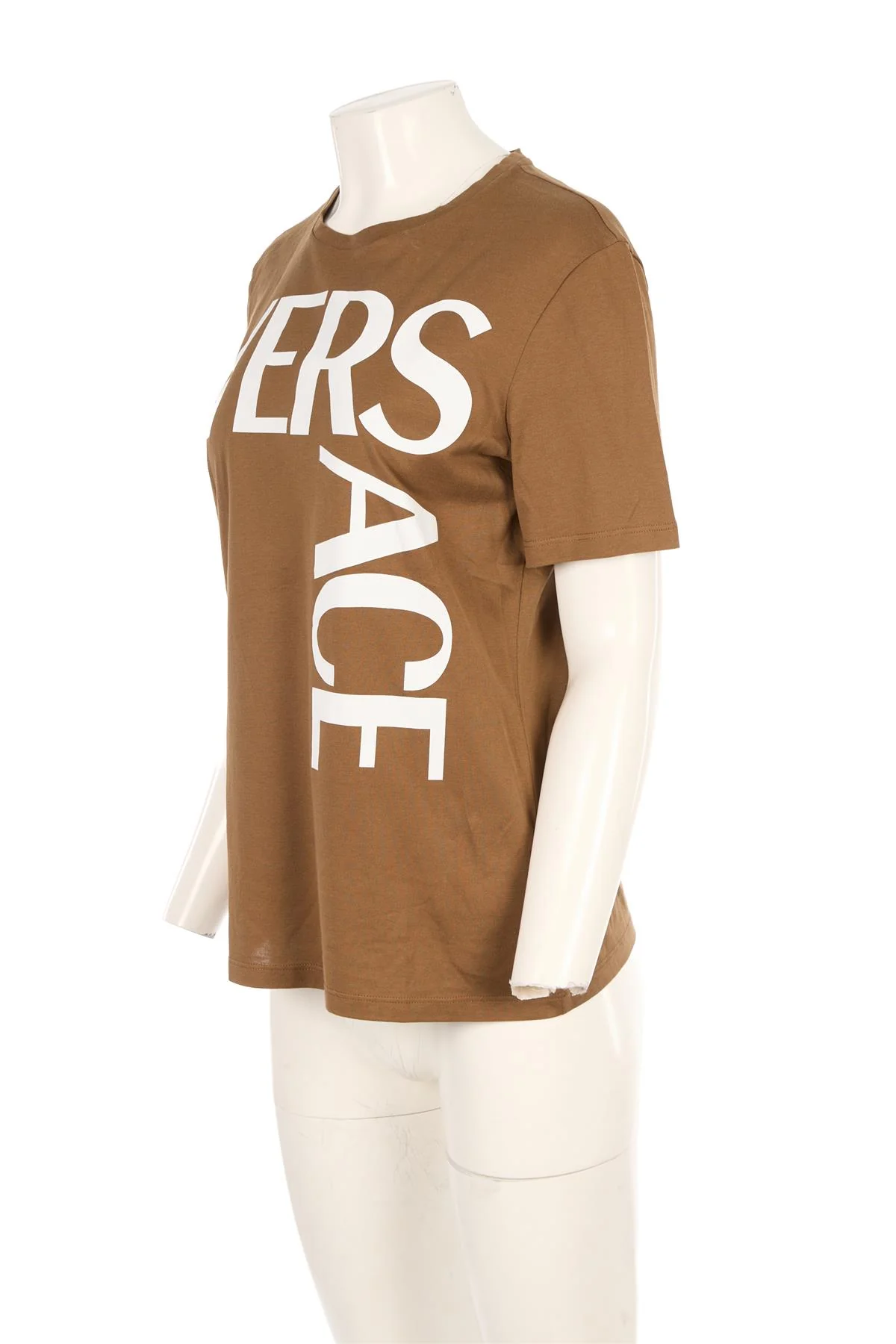 VERSACE KHAKI COTTON T-SHIRT IT 40 UK 8 - Image 3