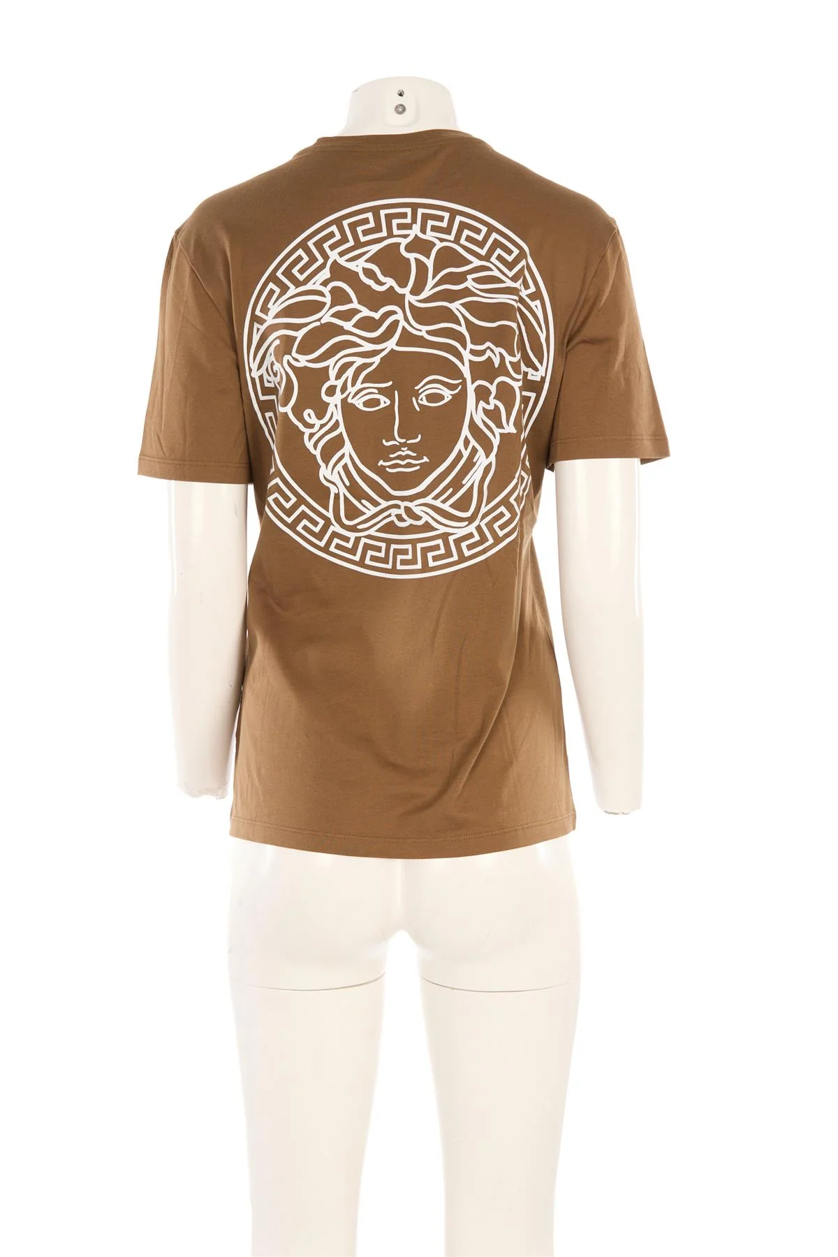 VERSACE KHAKI COTTON T-SHIRT IT 40 UK 8 - Image 4