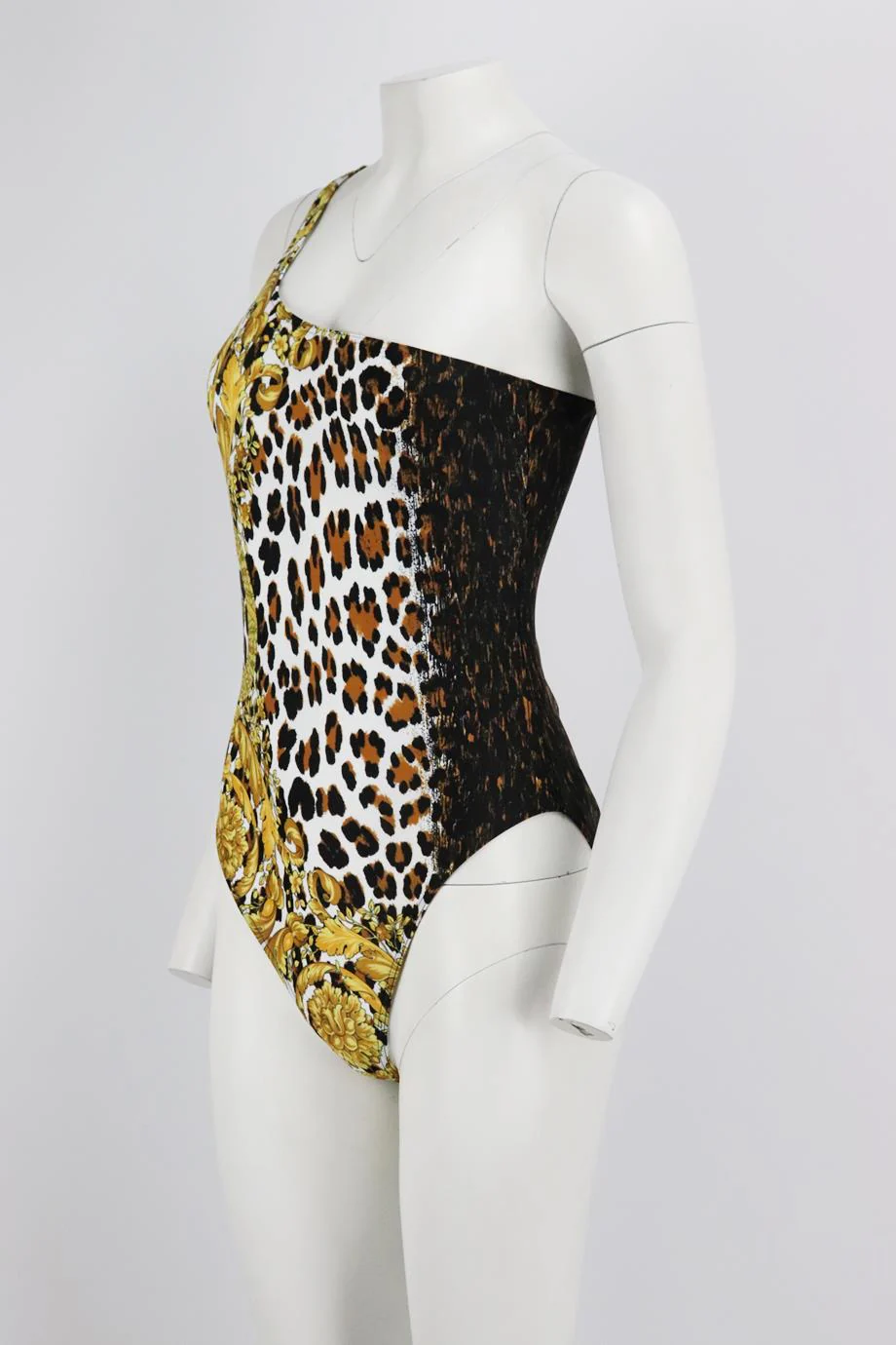 VERSACE ONE SHOULDER PRINTED STRETCH SWIMSUIT UK 14 - Image 3