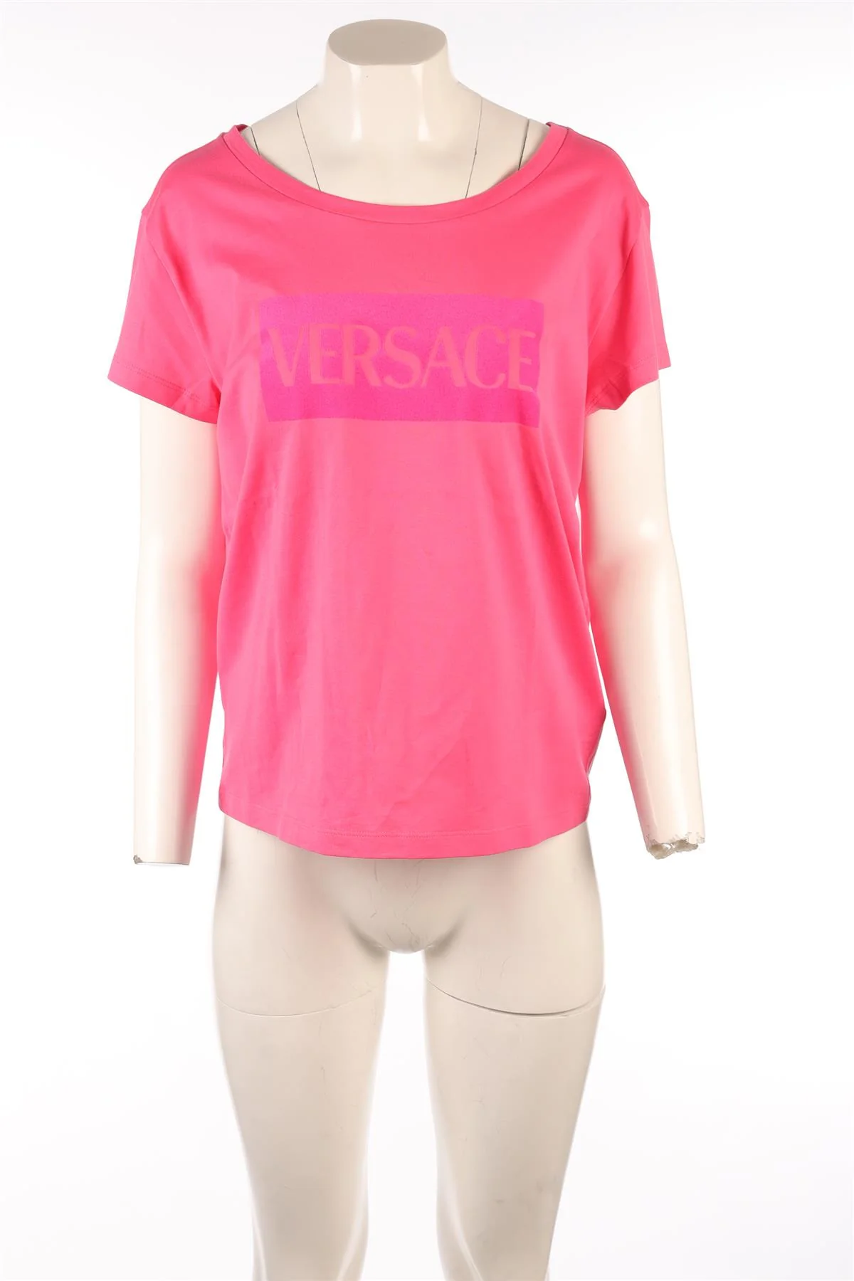 VERSACE PINK COTTON T-SHIRT IT 42 UK 10 - Image 2