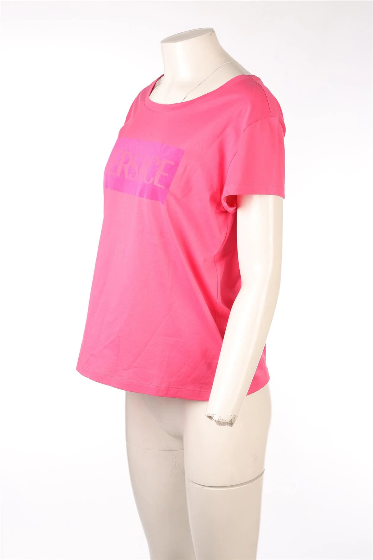 VERSACE PINK COTTON T-SHIRT IT 42 UK 10 - Image 3