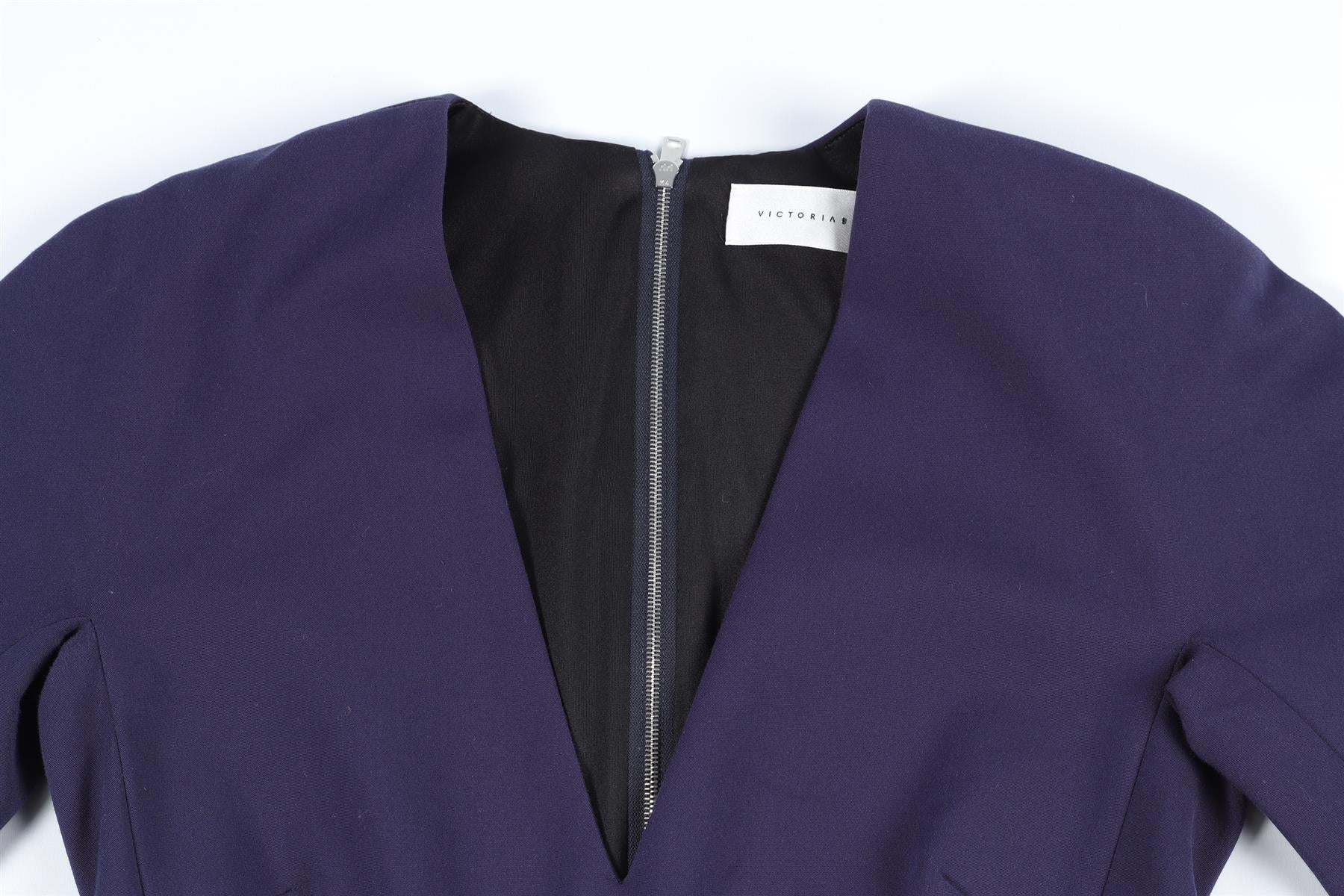 VICTORIA BECKHAM NAVY COTTON MIDI DRESS UK 6 - Image 3