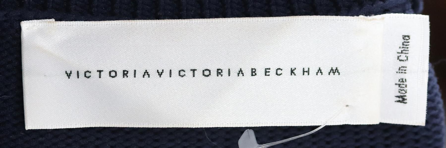 VICTORIA VICTORIA BECKHAM RUFFLE TRIMMED RIBBED KNIT SWEATER SMALL - Image 5