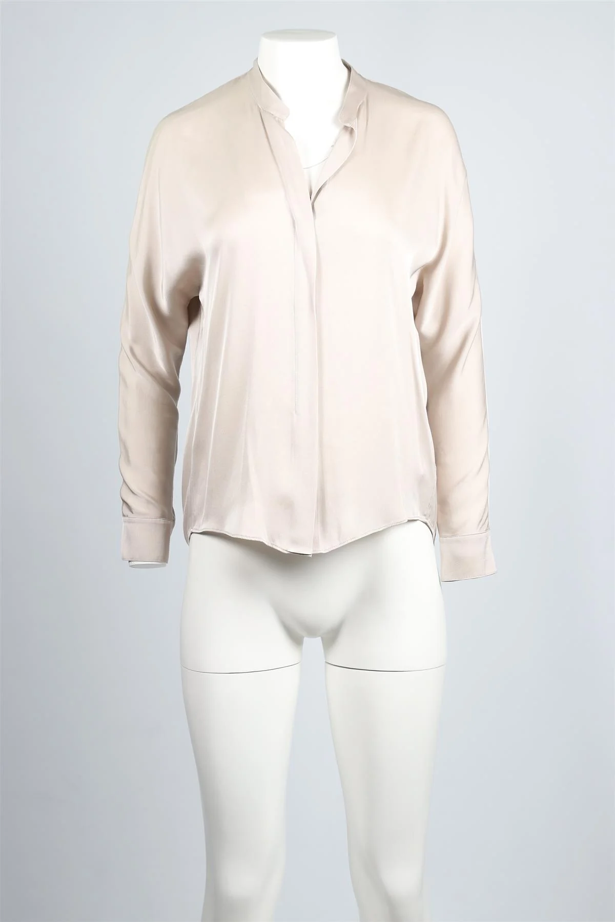 VINCE TAUPE SILK BLEND TOP US 2 UK 6 - Image 2