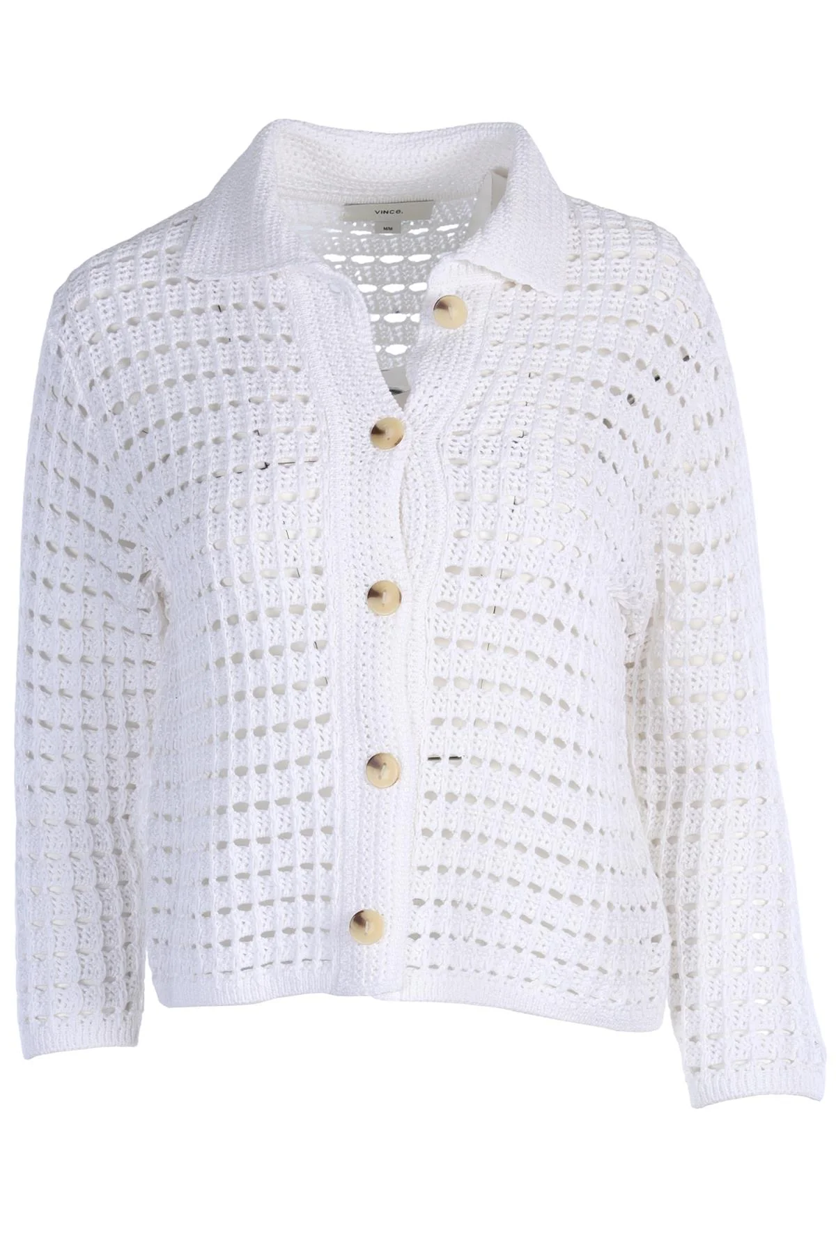 VINCE WHITE COTTON CARDIGAN UK 10