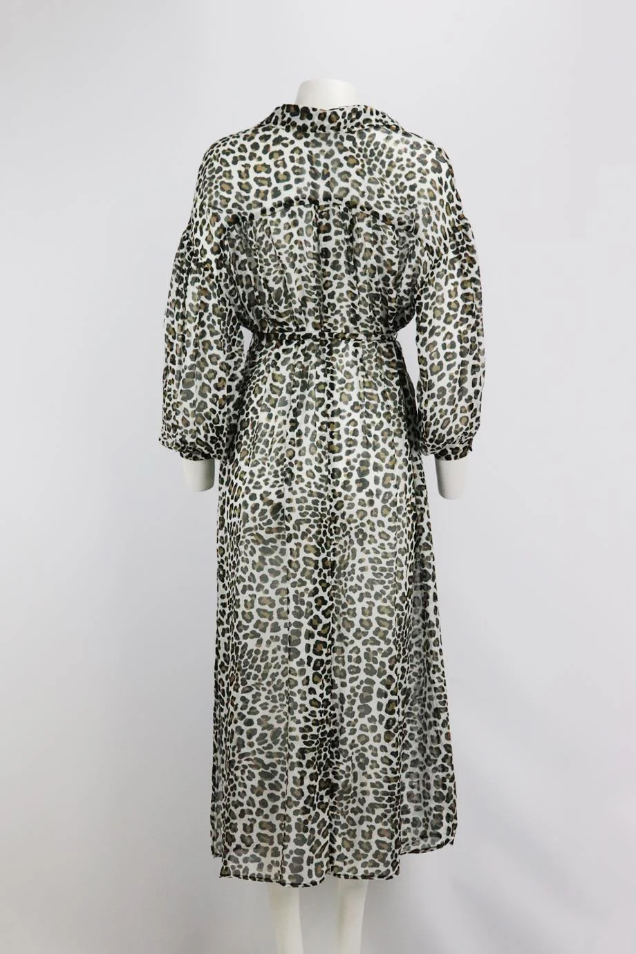 VITAMIN A BELTED LEOPARD PRINT VOILE MIDI DRESS MEDIUM - Image 4