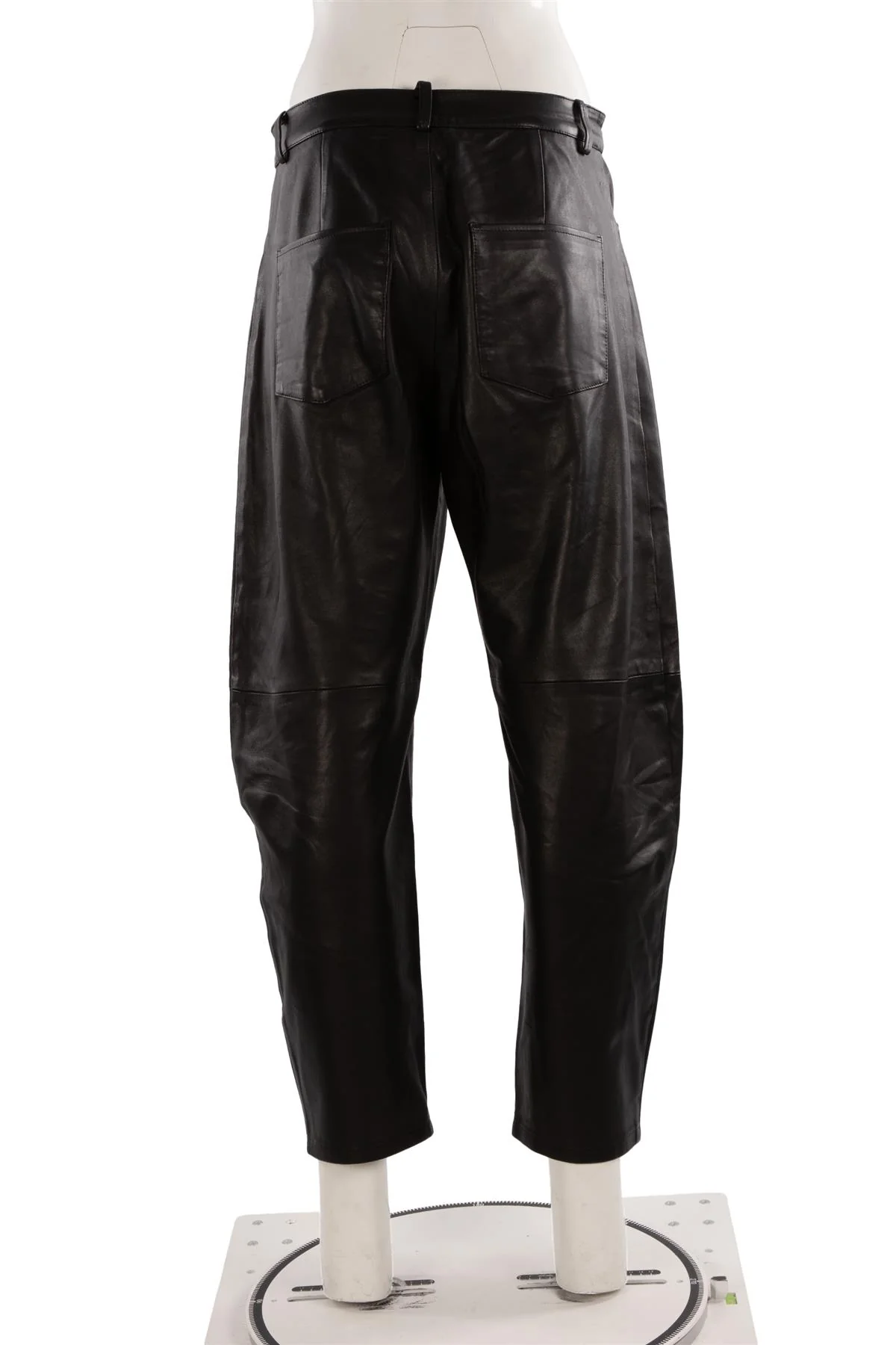 WANDLER BLACK LEATHER BARREL LEG PANTS MEDIUM - Image 4