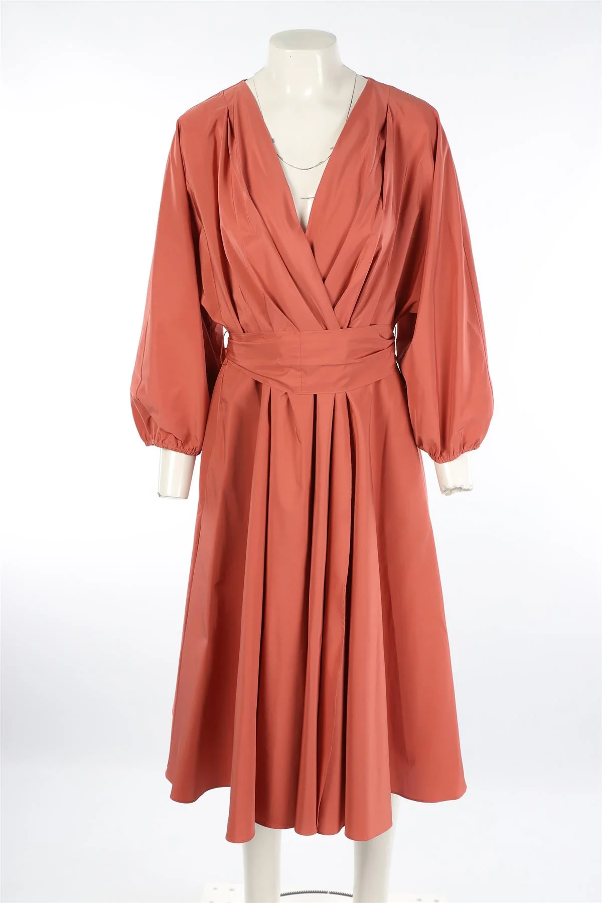 WEEKEND MAXMARA CORAL SATIN MAXI DRESS MEDIUM - Image 2