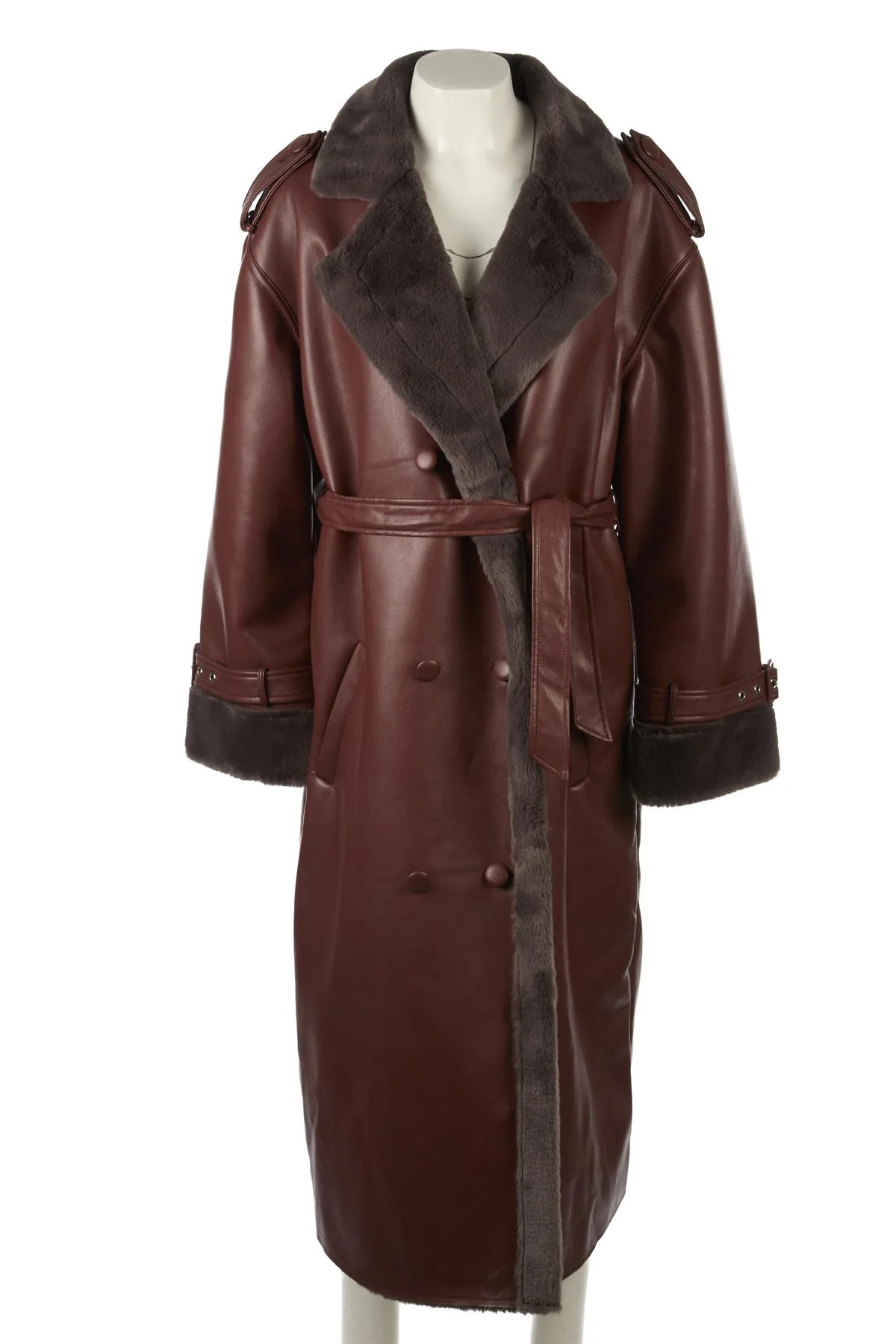 WEWOREWHAT BROWN FAUX FUR COAT SMALL - Image 2