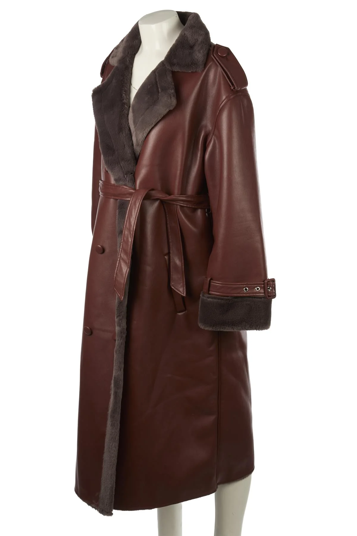 WEWOREWHAT BROWN FAUX FUR COAT SMALL - Image 3