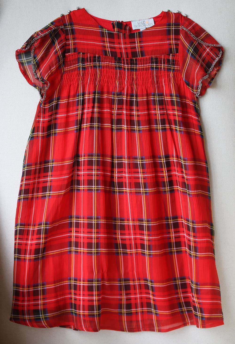 WILD AND GORGEOUS KIDS GIRLS TARTAN CHIFFON DRESS 4-5 YEARS - Image 2