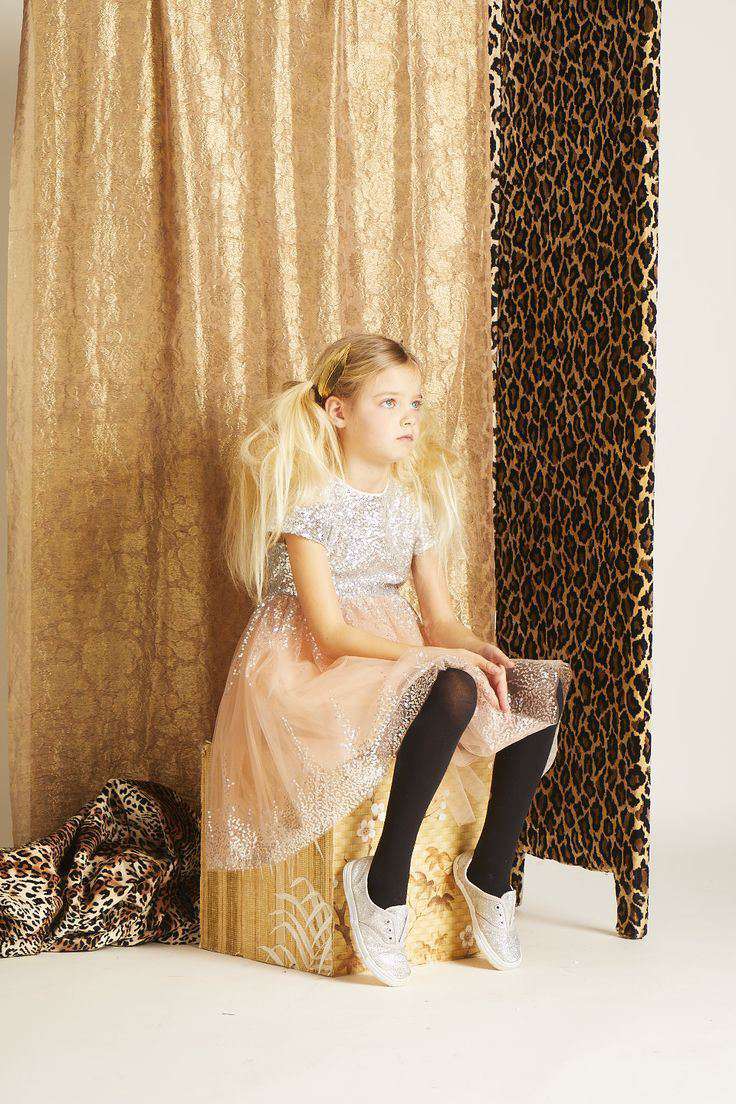 WILD & GORGEOUS SILVER SEQUIN DEGAS MOON DRESS 4-5 YEARS
