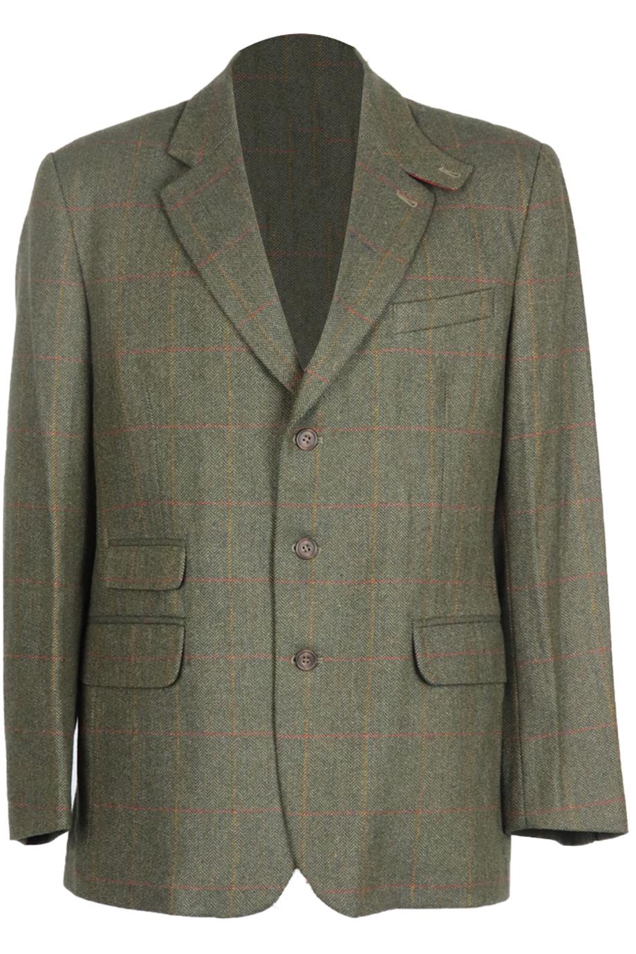 WILLIAM AND SON MEN'S CHECKED WOOL BLEND TWEED BLAZER XLARGE