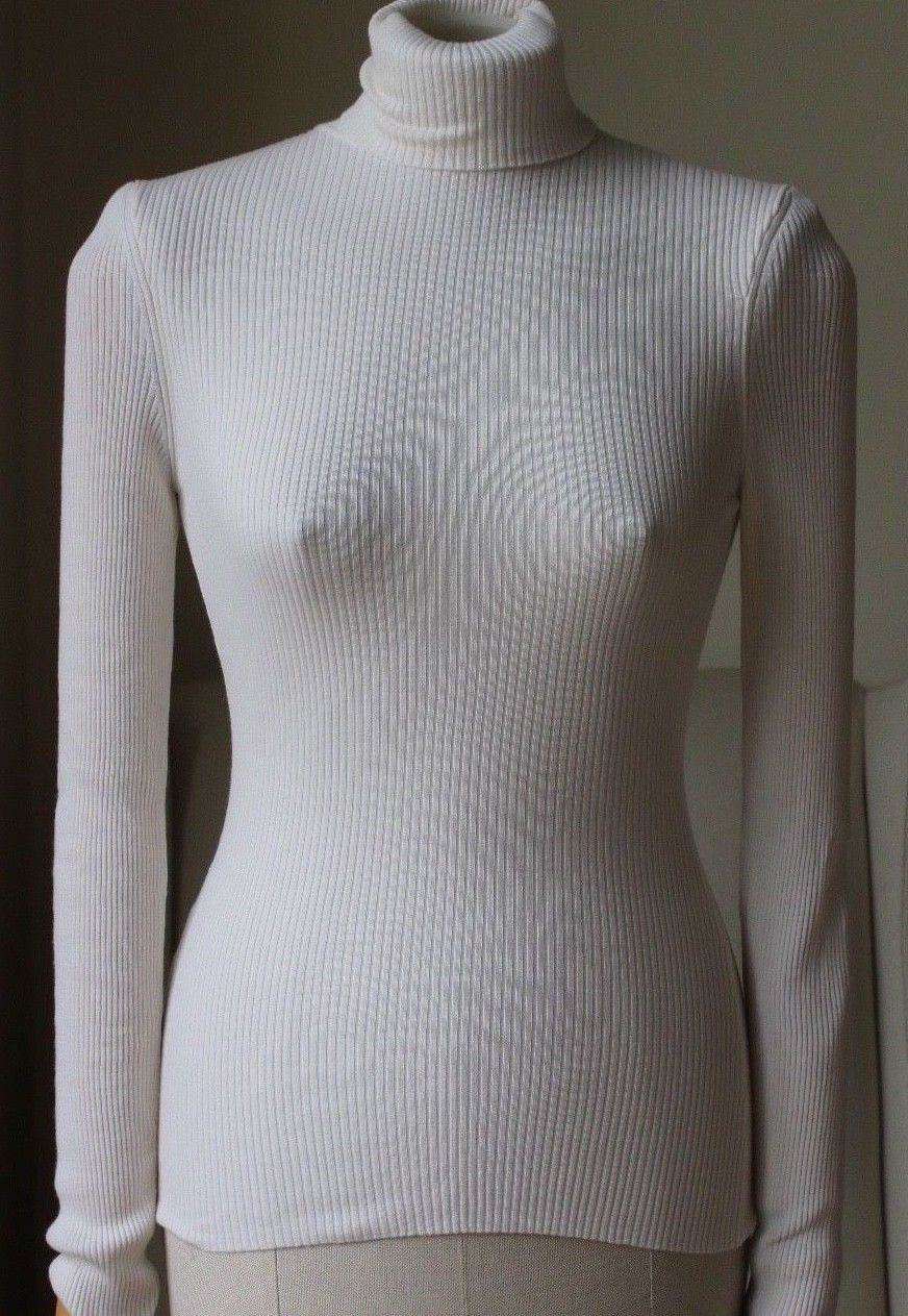 WOLFORD VIGIN WOOL RIB KNIT TURTLENECK TOP SMALL - Image 5