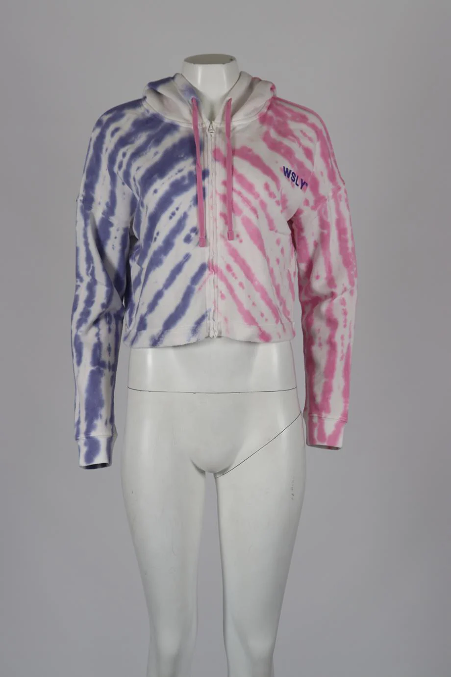 WSLY CROPPED TIE DYED COTTON JERSEY HOODIE SMALL - Image 2