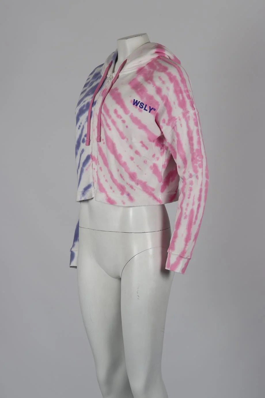 WSLY CROPPED TIE DYED COTTON JERSEY HOODIE SMALL - Image 3
