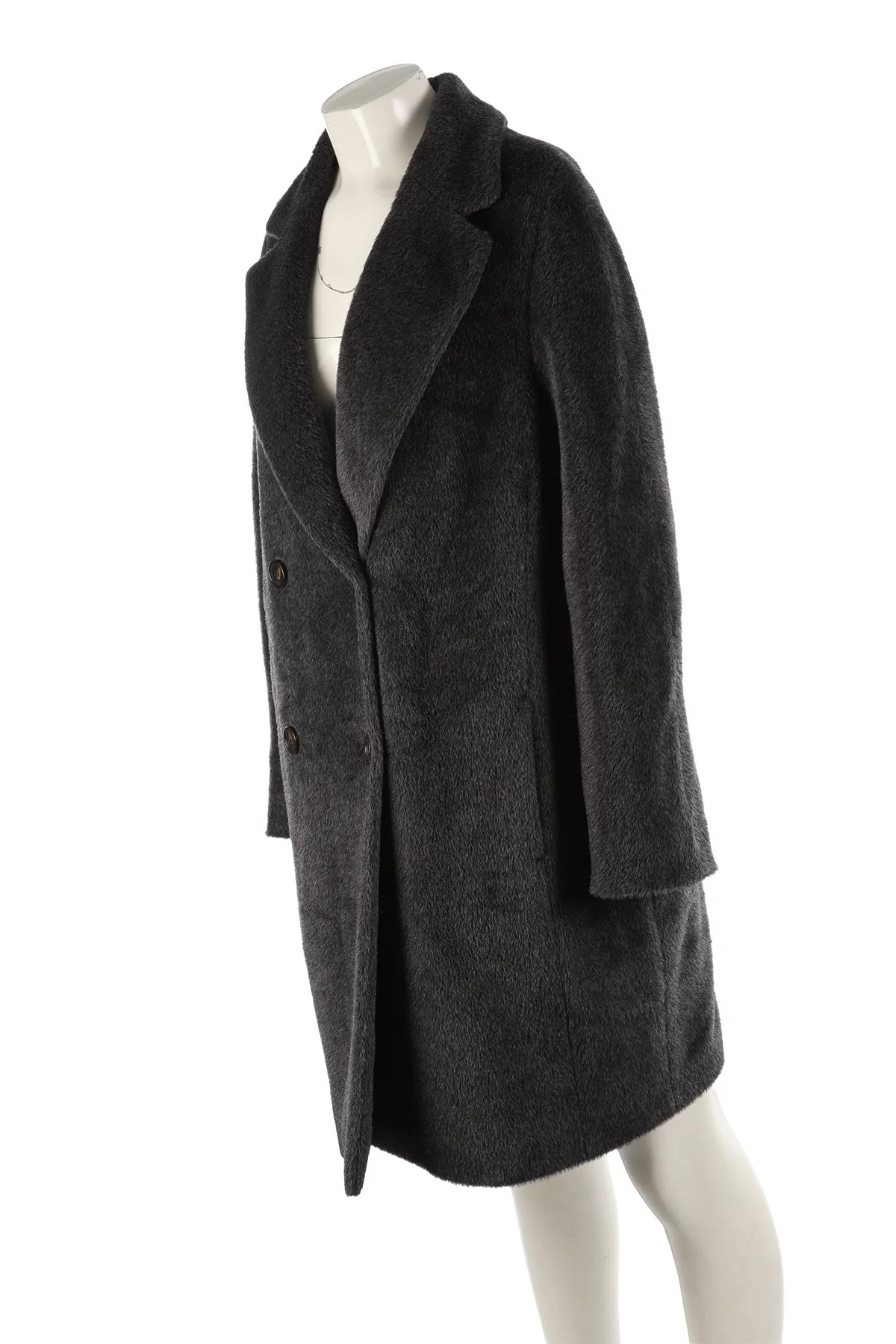 S MAX MARA GREY ALPACA COAT IT 46 UK 14 - Image 3