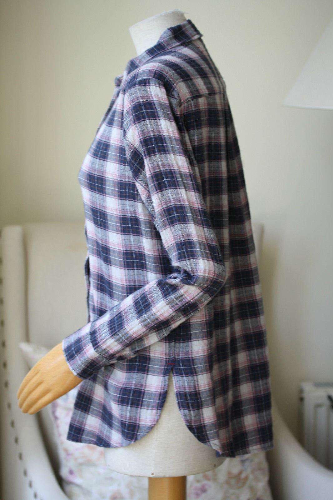 XIRENA PINK AND NAVY PLAID SHIRT XS - Image 6