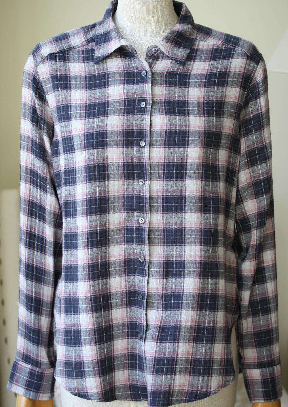 XIRENA PLAID BUTTON DOWN SHIRT XSMALL