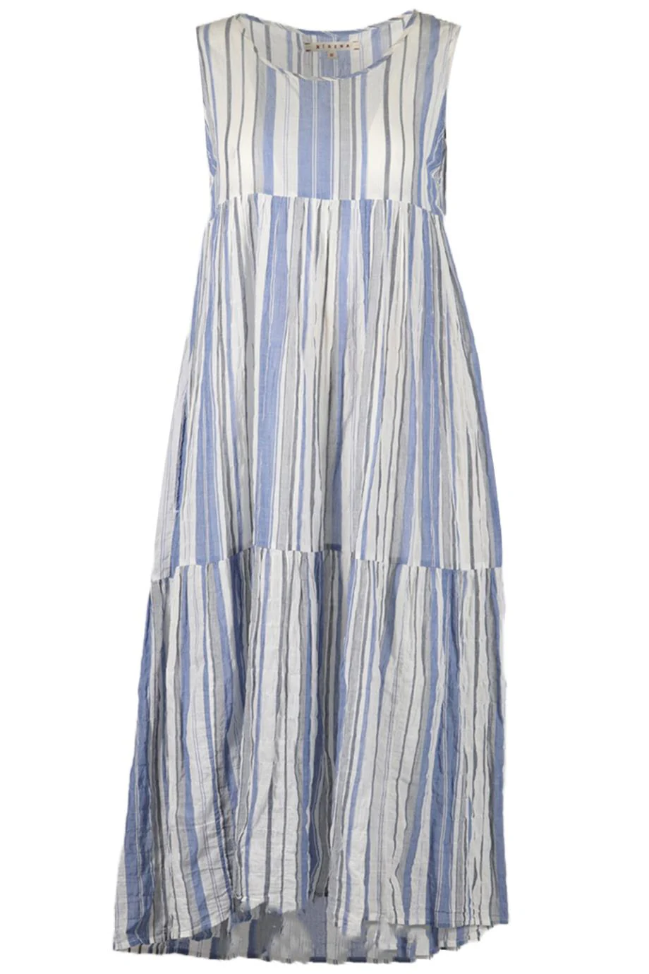 XIRENA STRIPED COTTON MIDI DRESS XSMALL