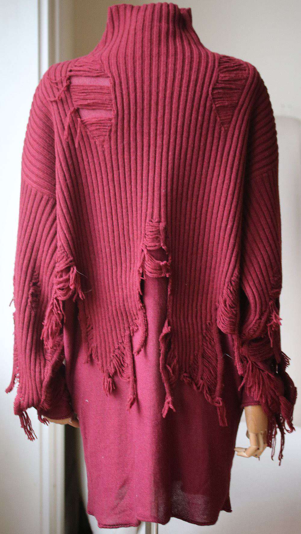 YANG LI DISTRESSED KNIT TURTLENECK DRESS IT 40 UK 8 - Image 3