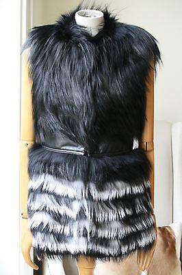 YIGAL AZROUEL LEATHER AND FOX FUR VEST GILET MEDIUM - Image 2