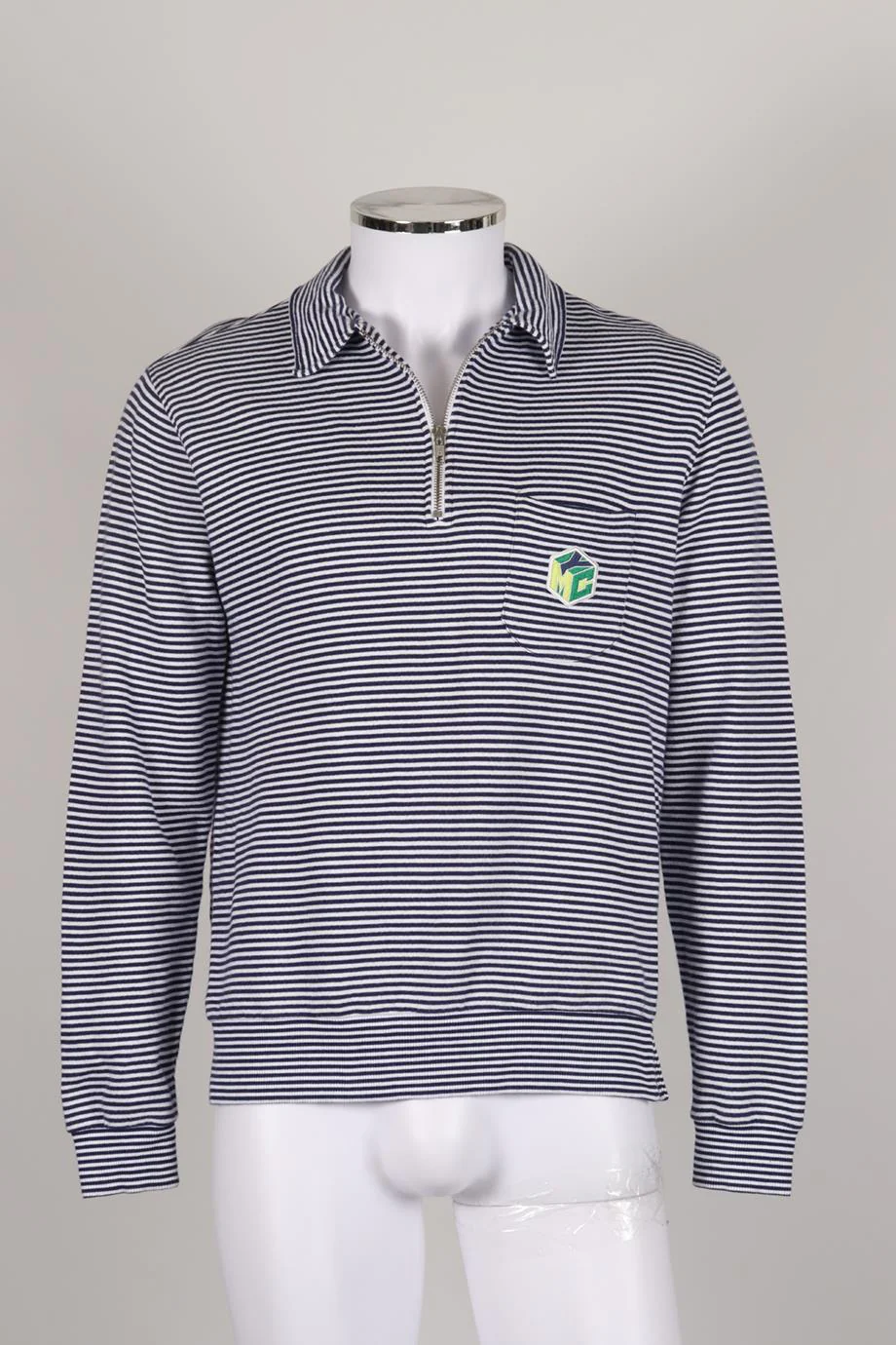 YMC MEN'S STRIPED COTTON SWEATSHIRT SMALL - Image 2