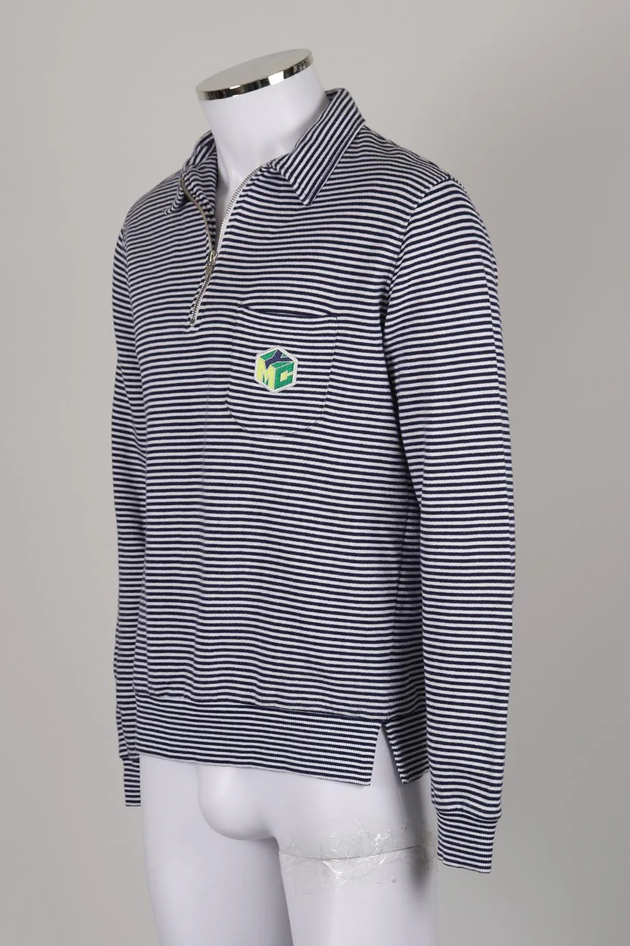 YMC MEN'S STRIPED COTTON SWEATSHIRT SMALL - Image 3