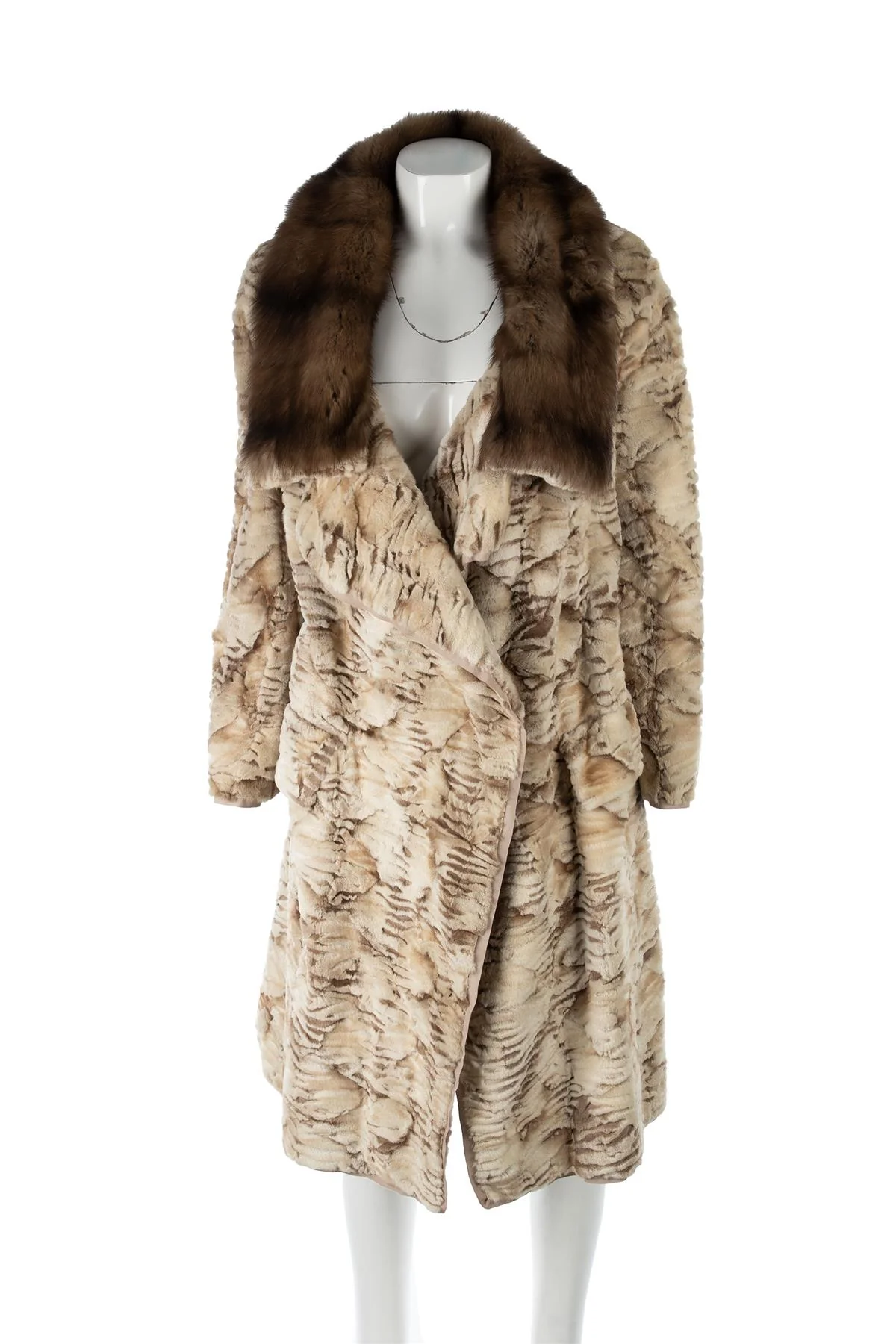 YVES SAINT LAURENT BEIGE VINTAGE FUR COAT FR 38 UK 10 - Image 2