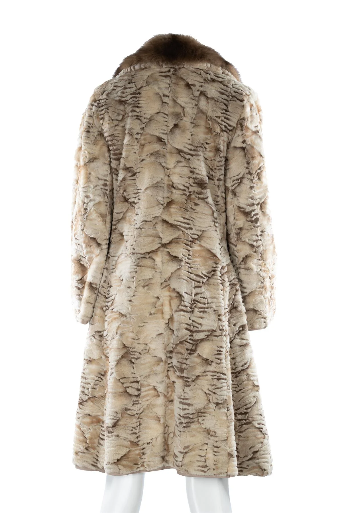 YVES SAINT LAURENT BEIGE VINTAGE FUR COAT FR 38 UK 10 - Image 4