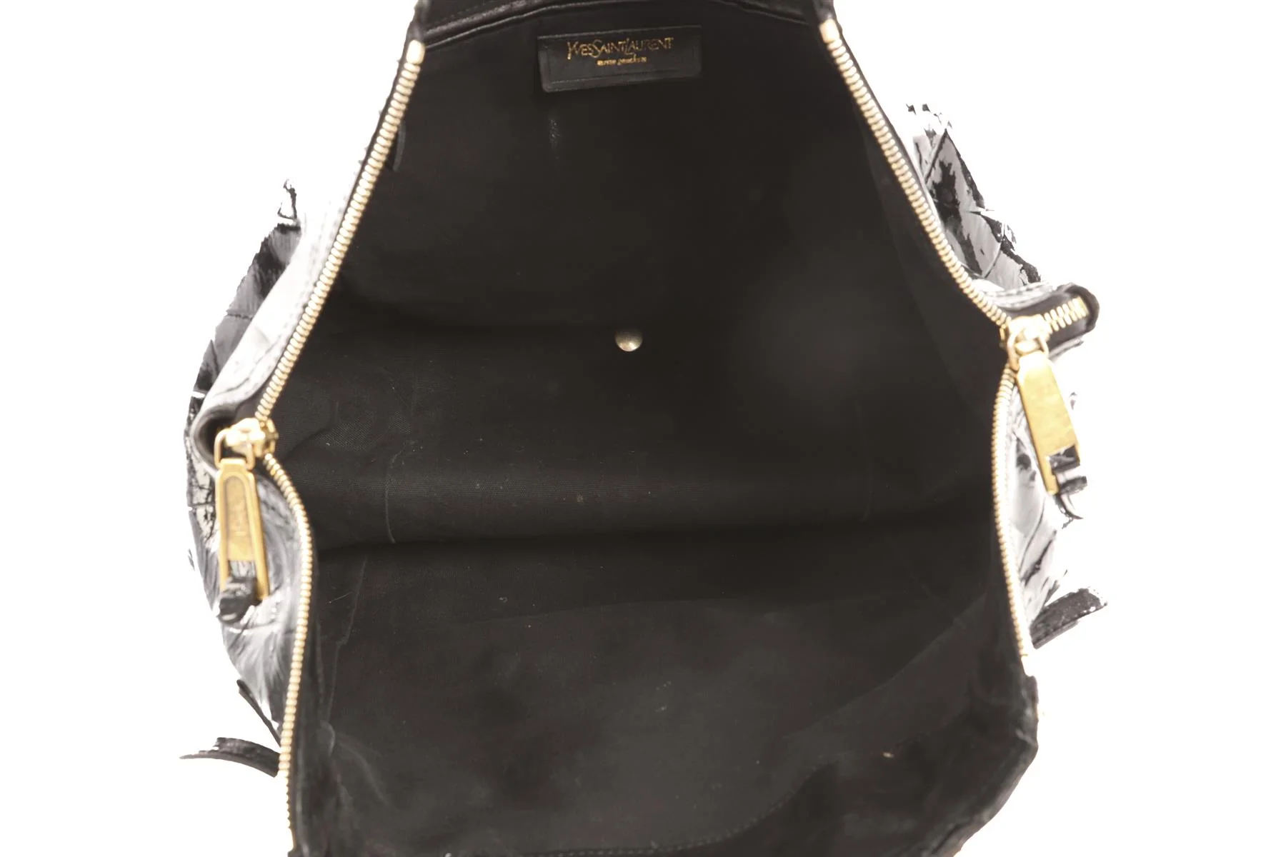 YVES SAINT LAURENT BLACK DOWNTOWN PATENT LEATHER TOTE BAG - Image 9