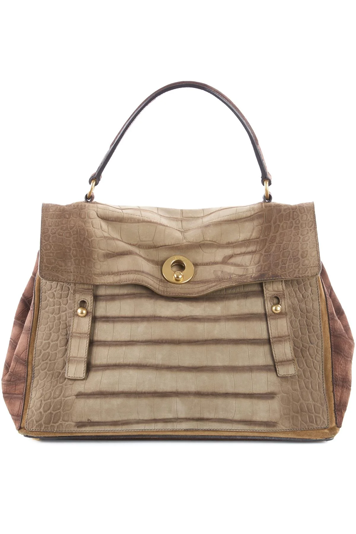 YVES SAINT LAURENT BROWN MUSE TWO SUEDE TOTE BAG