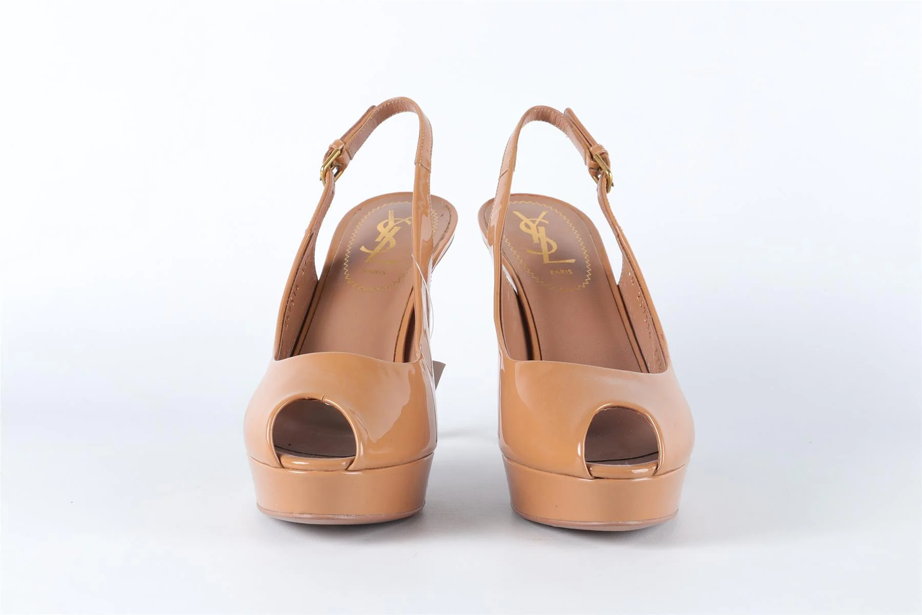 YVES SAINT LAURENT BROWN PATENT LEATHER SLINGBACK SANDALS EU 37.5 UK 4.5 US 7.5 - Image 3
